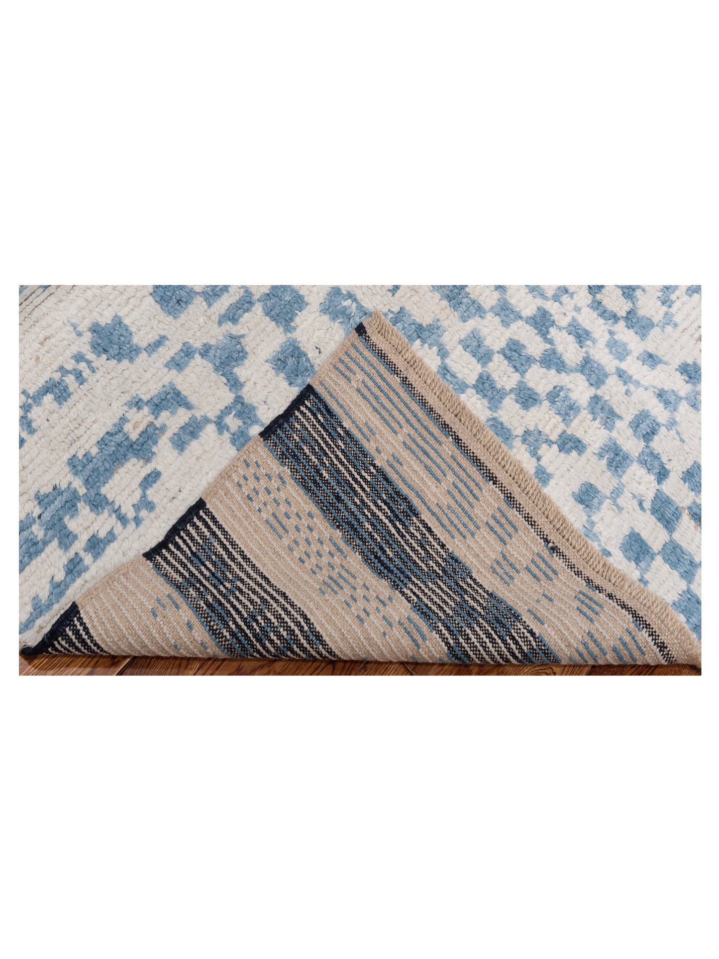 Anavera Ivory Blue 8x9.11 Hand Knotted Rug