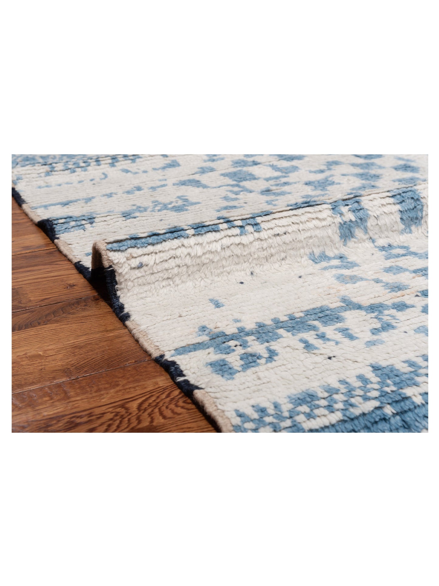 Anavera Ivory Blue 8x9.11 Hand Knotted Rug