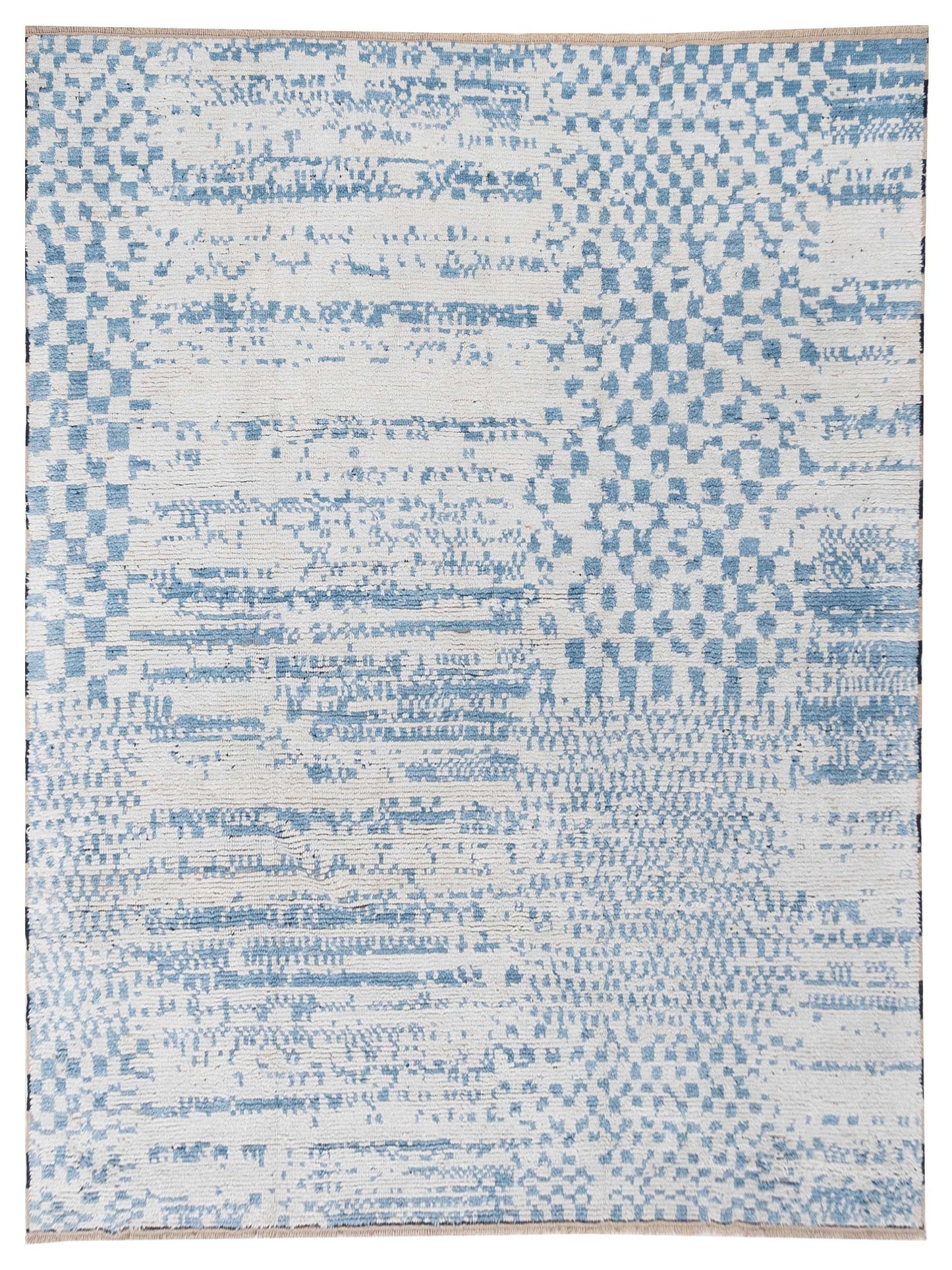 Anavera Ivory Blue 8x9.11 Hand Knotted Rug