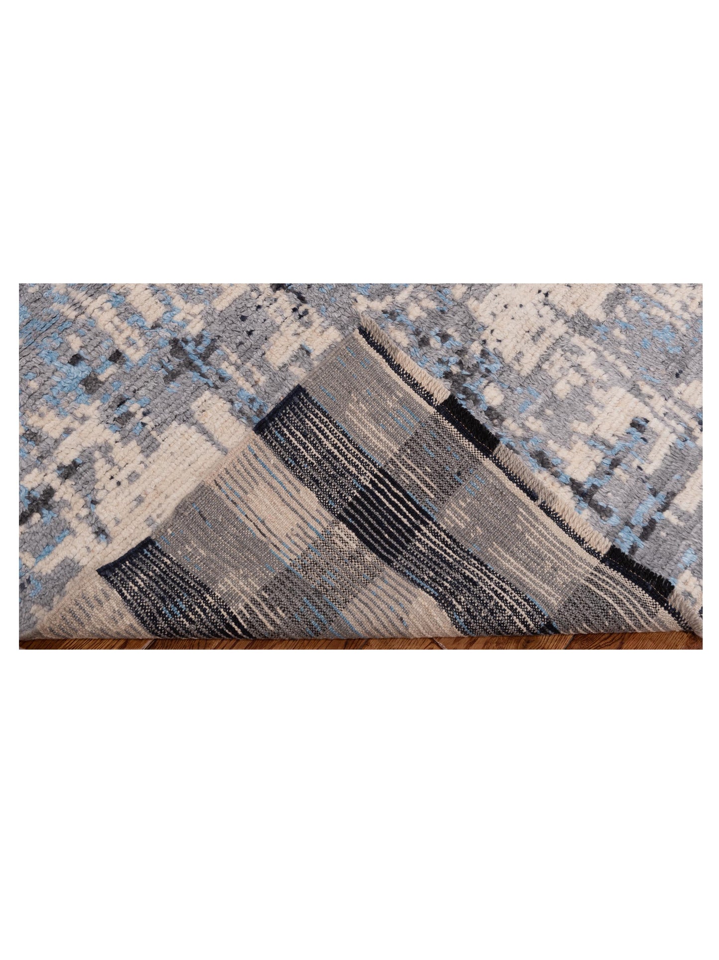 Anavera Gray Blue 8x9.9 Hand Knotted Rug