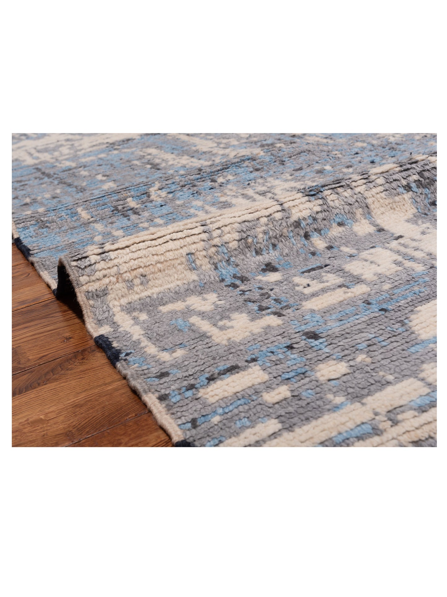 Anavera Gray Blue 8x9.9 Hand Knotted Rug