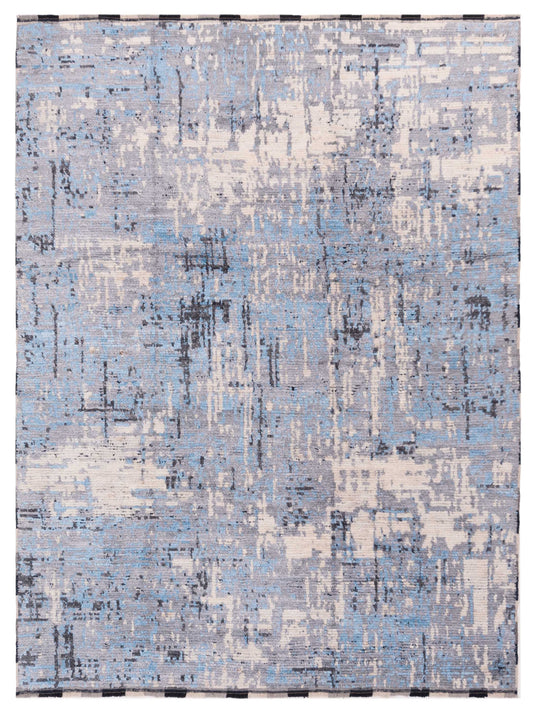 Anavera Gray Blue 8x9.9 Hand Knotted Rug