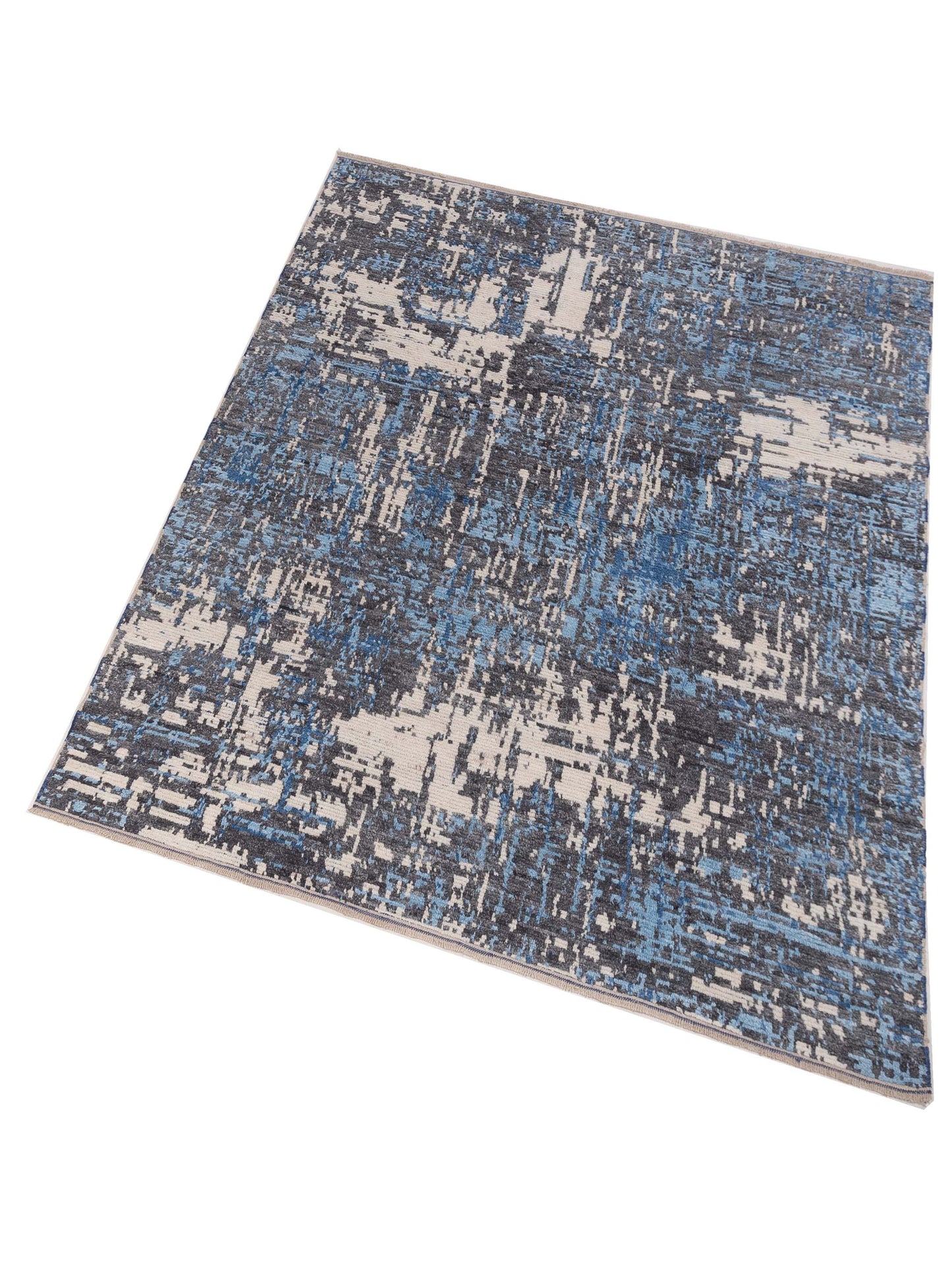 Anavera Gray Blue 7.11x9.10 Hand Knotted Rug