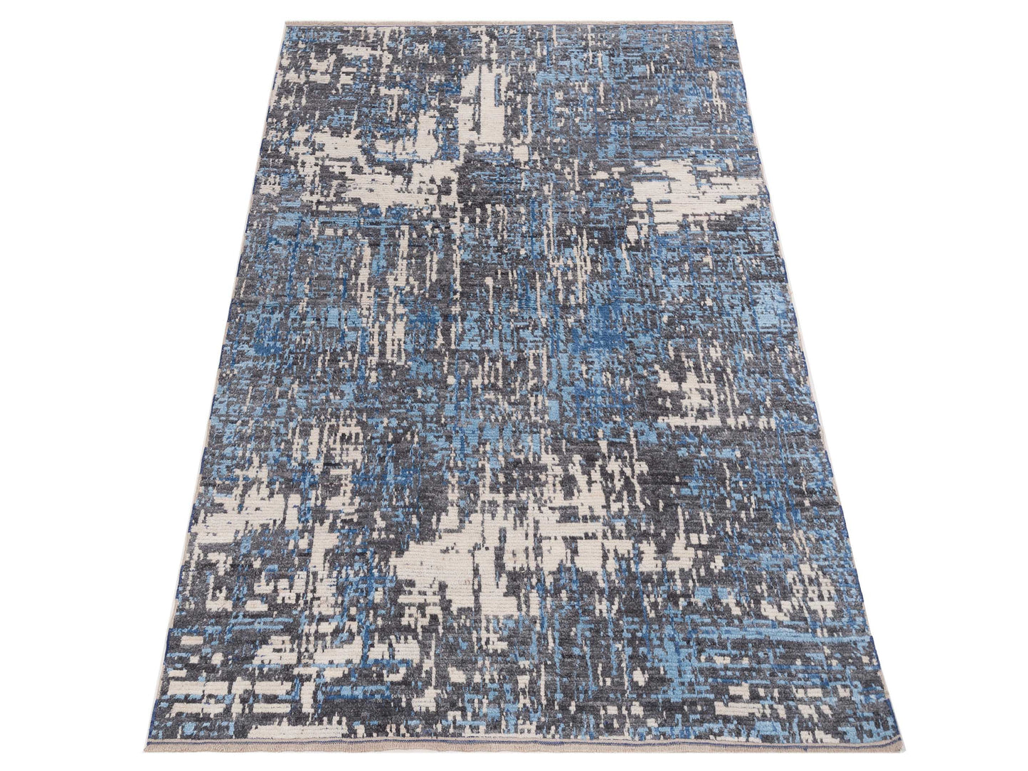 Anavera Gray Blue 7.11x9.10 Hand Knotted Rug