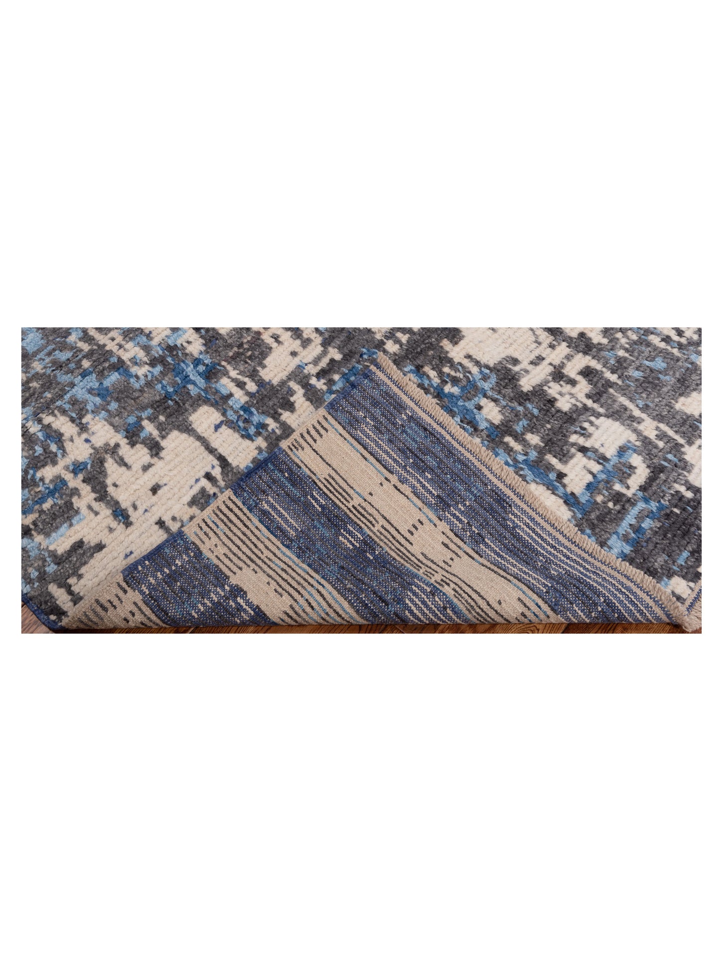 Anavera Gray Blue 7.11x9.10 Hand Knotted Rug