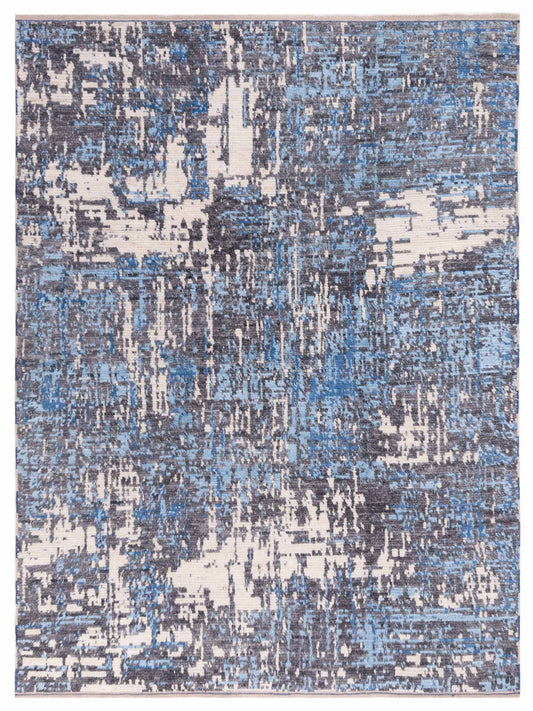Anavera Gray Blue 7.11x9.10 Hand Knotted Rug
