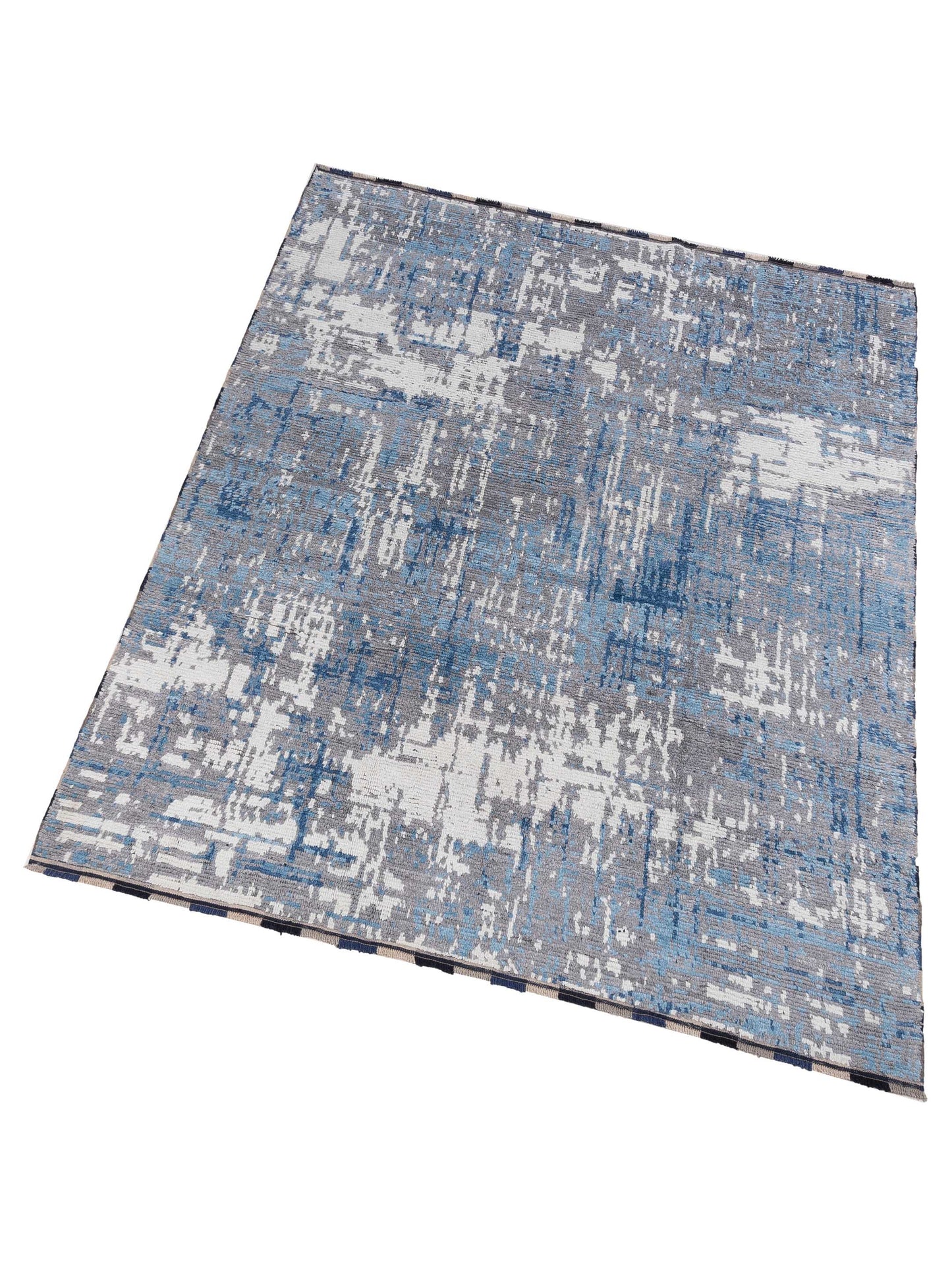 Anavera Gray Blue 8.1x9.9 Hand Knotted Rug