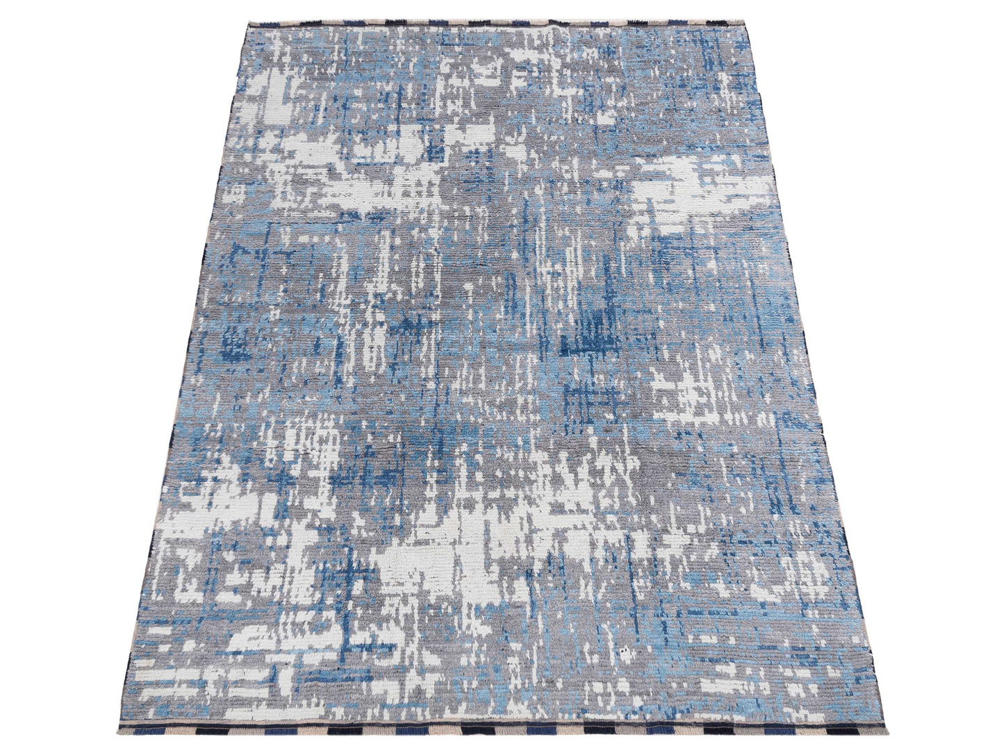 Anavera Gray Blue 8.1x9.9 Hand Knotted Rug