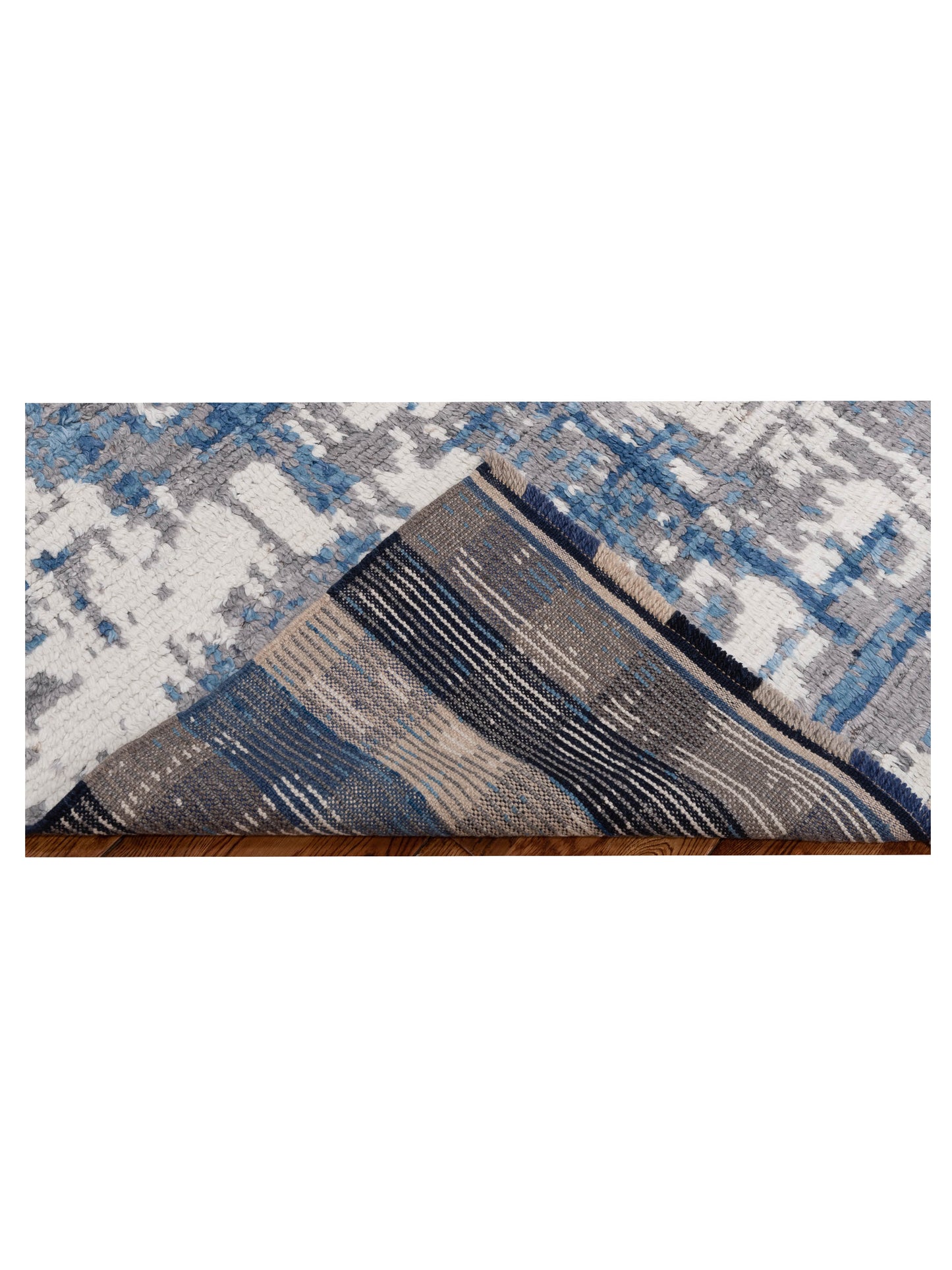 Anavera Gray Blue 8.1x9.9 Hand Knotted Rug