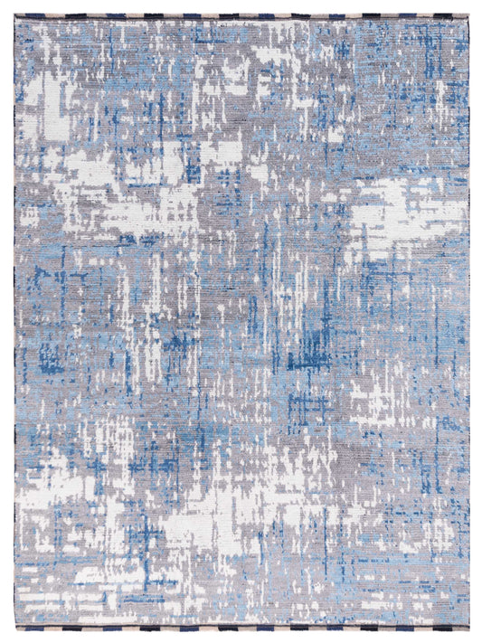 Anavera Gray Blue 8.1x9.9 Hand Knotted Rug