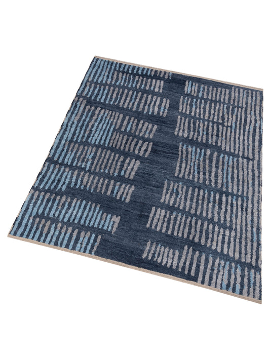 Anavera Blue Gray 7.10x9.9 Hand Knotted Rug