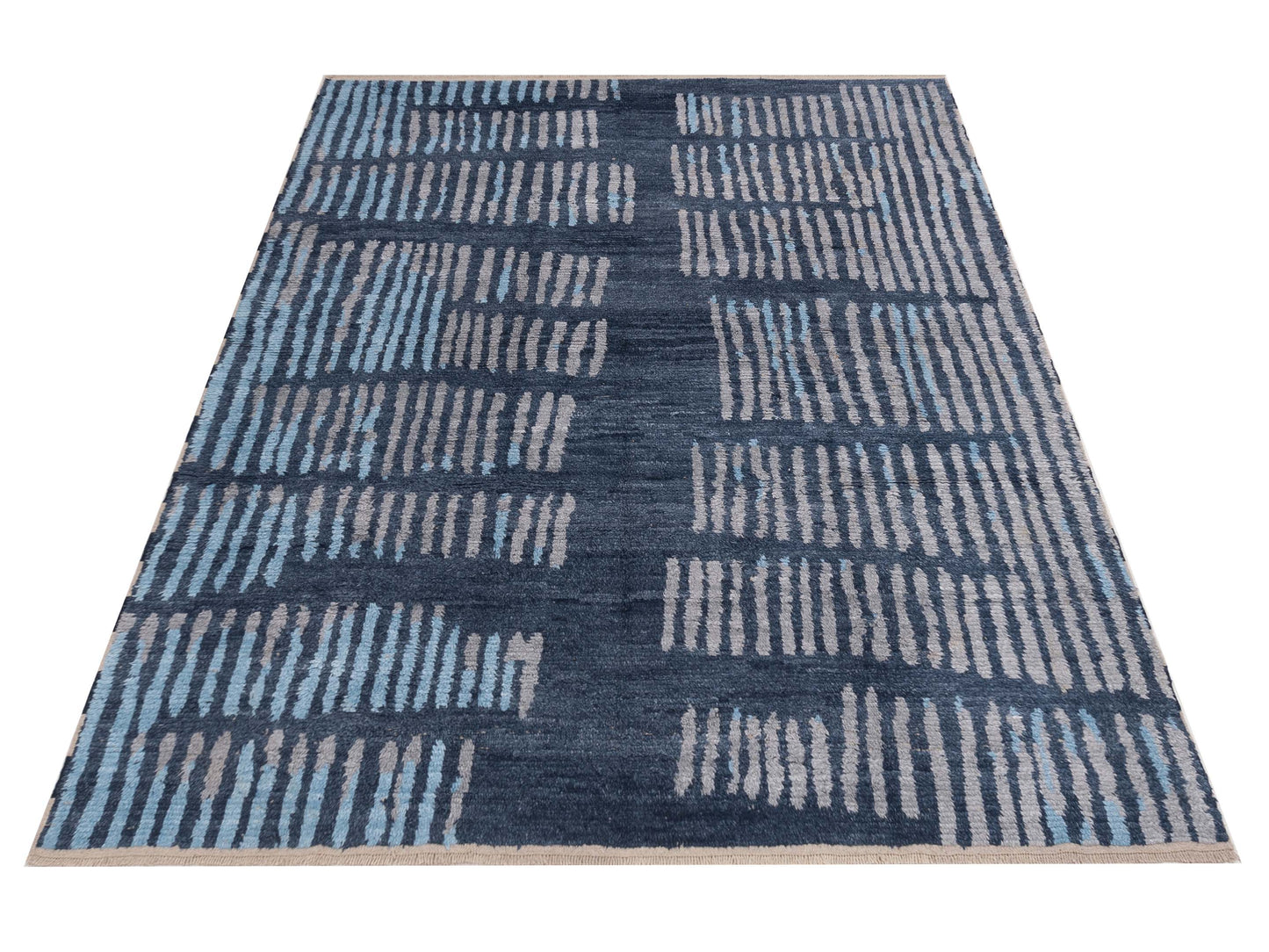 Anavera Blue Gray 7.10x9.9 Hand Knotted Rug