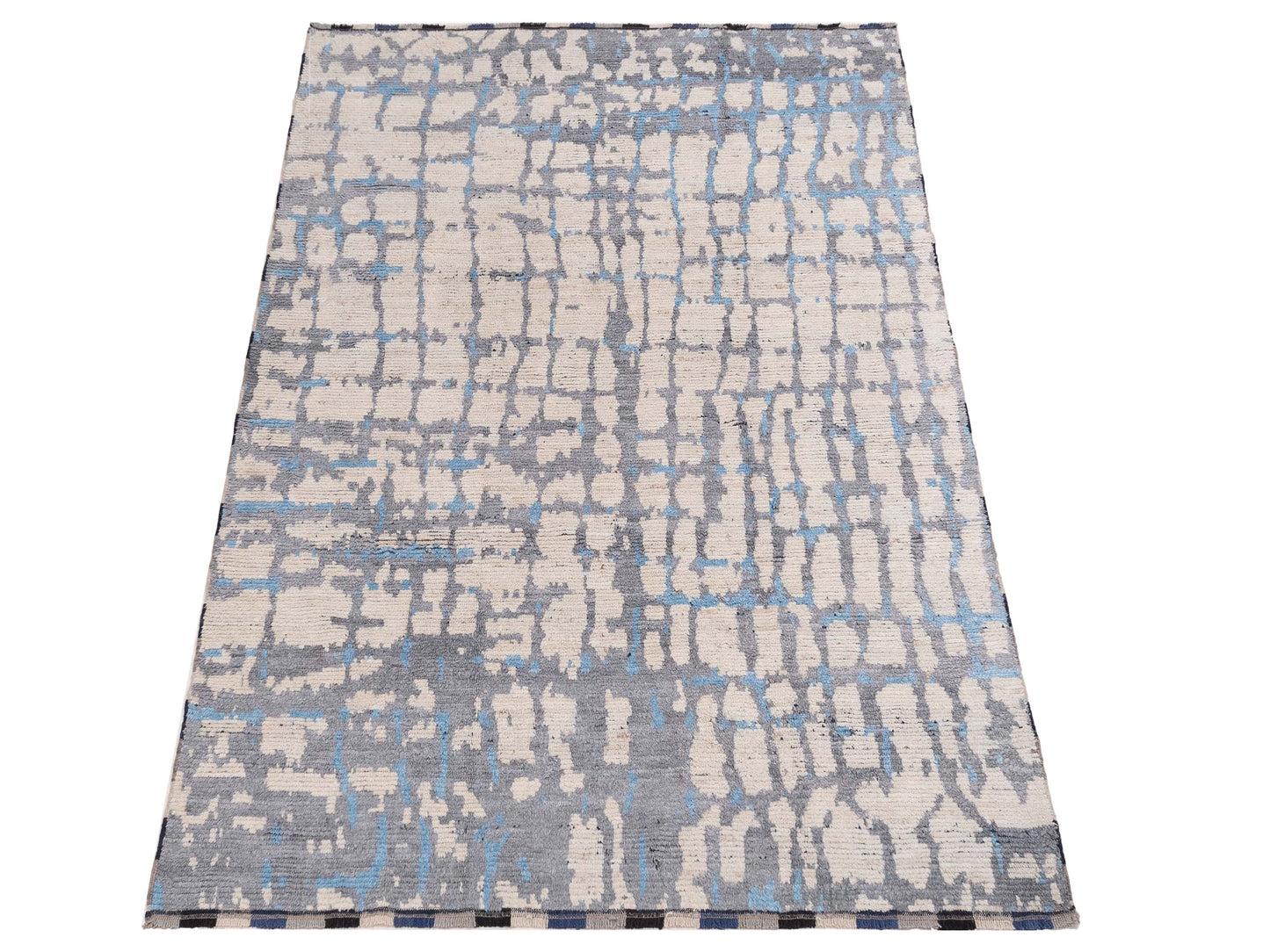 Anavera Ivory Gray 8.1x9.11 Hand Knotted Rug