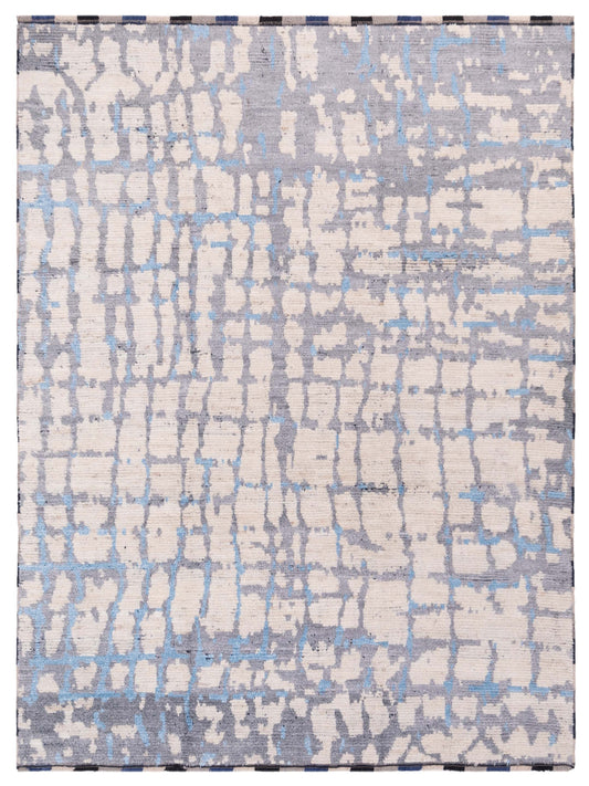 Anavera Ivory Gray 8.1x9.11 Hand Knotted Rug