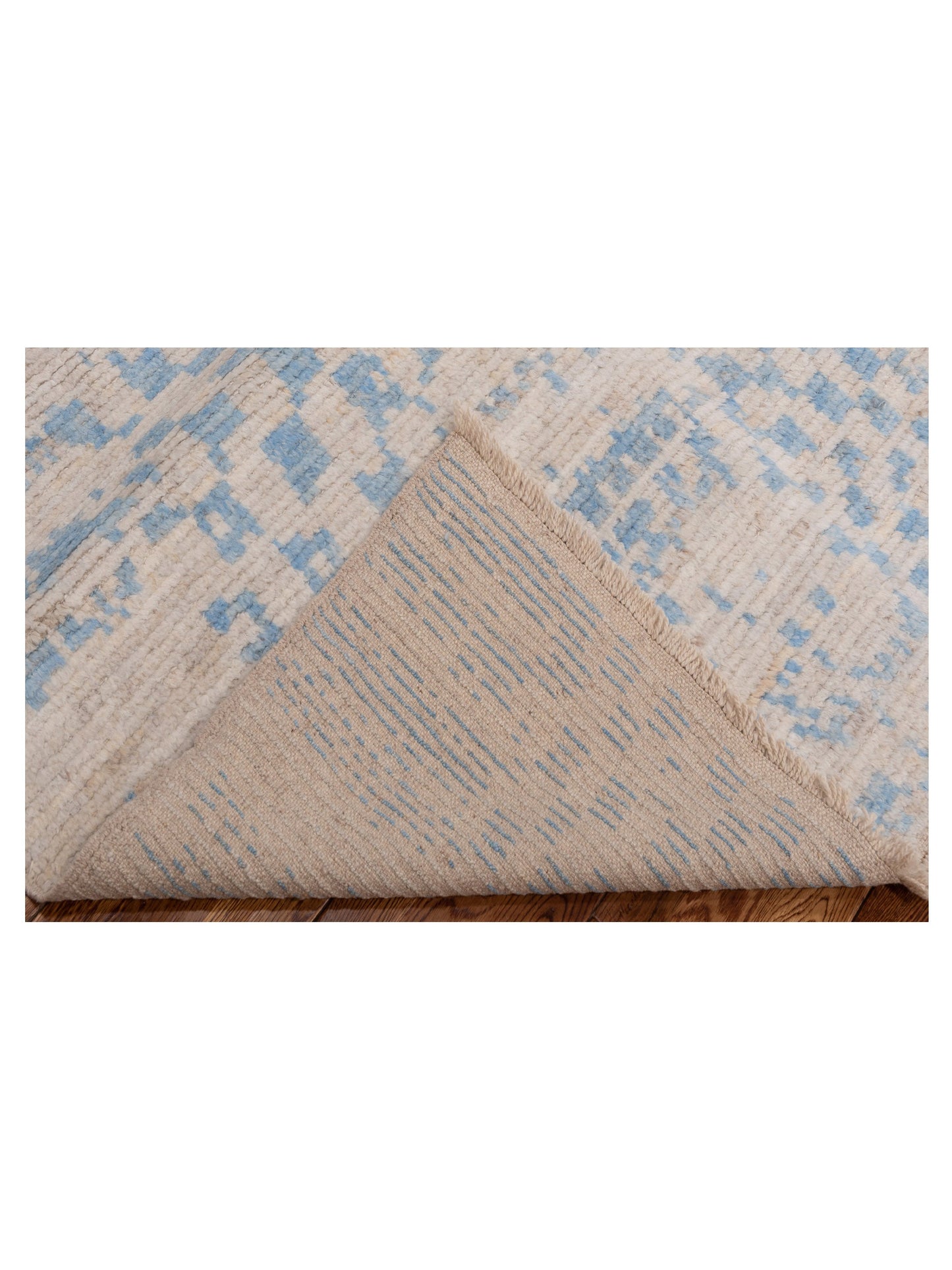 Anavera Ivory Blue 3.11x6.9 Hand Knotted Rug