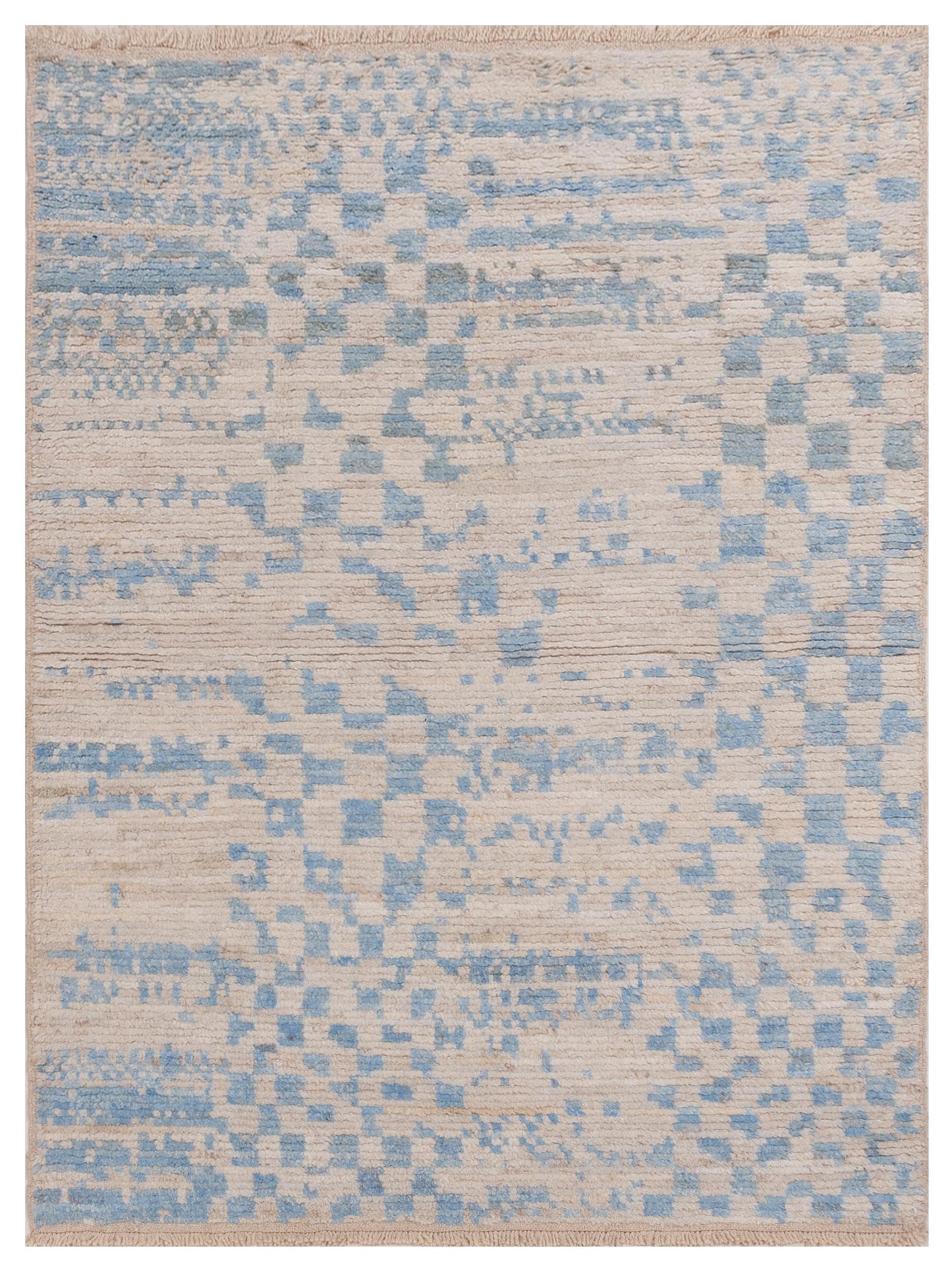 Anavera Ivory Blue 3.11x6.9 Hand Knotted Rug