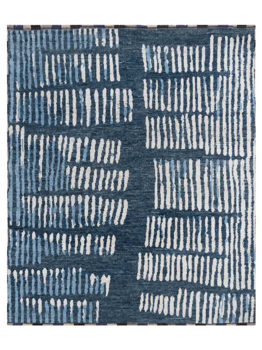 Anavera Blue Ivory 8.2x9.10 Hand Knotted Rug