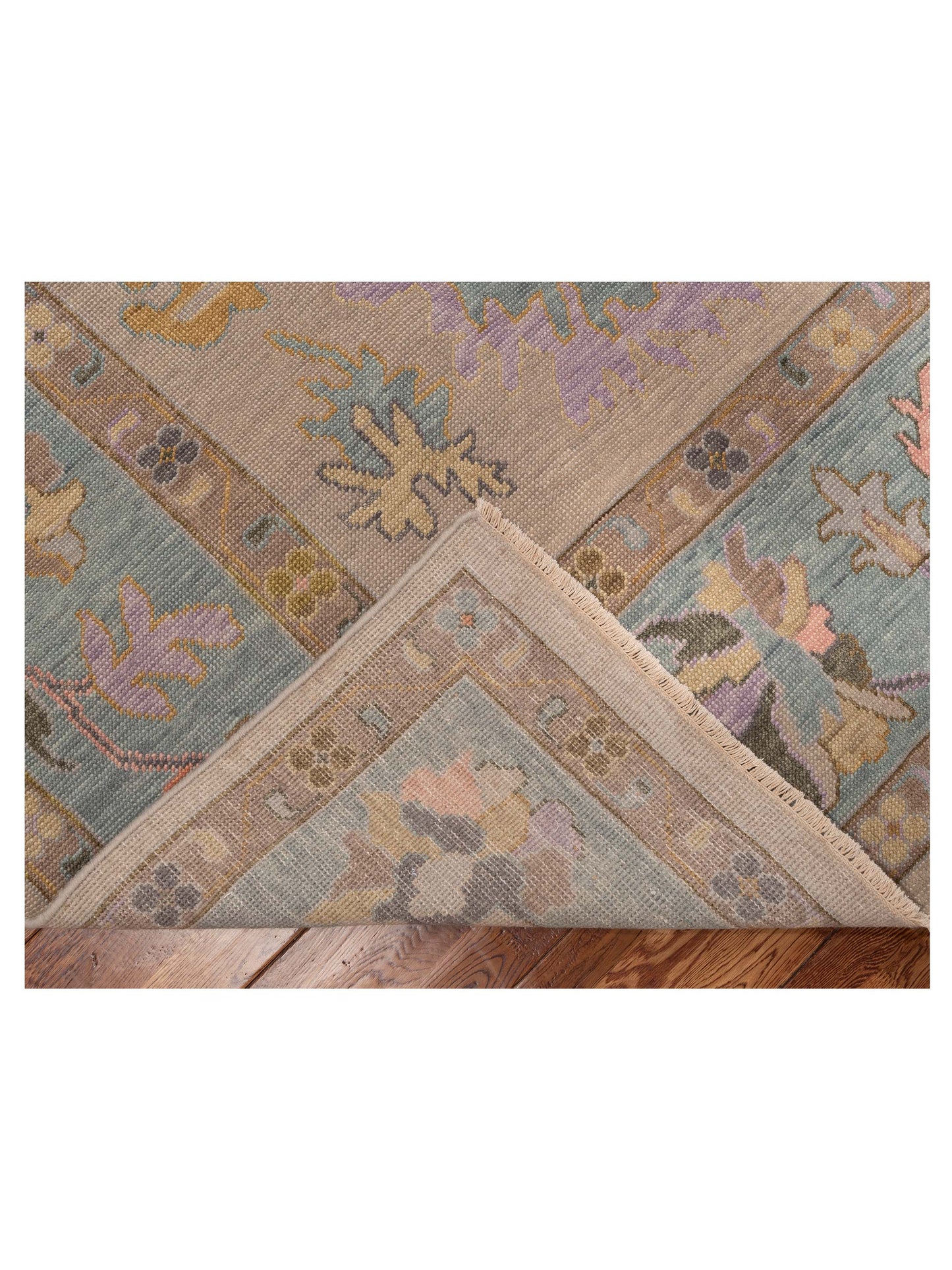 Oushak Ivory Blue 8.9x11.11 Hand Knotted Rug