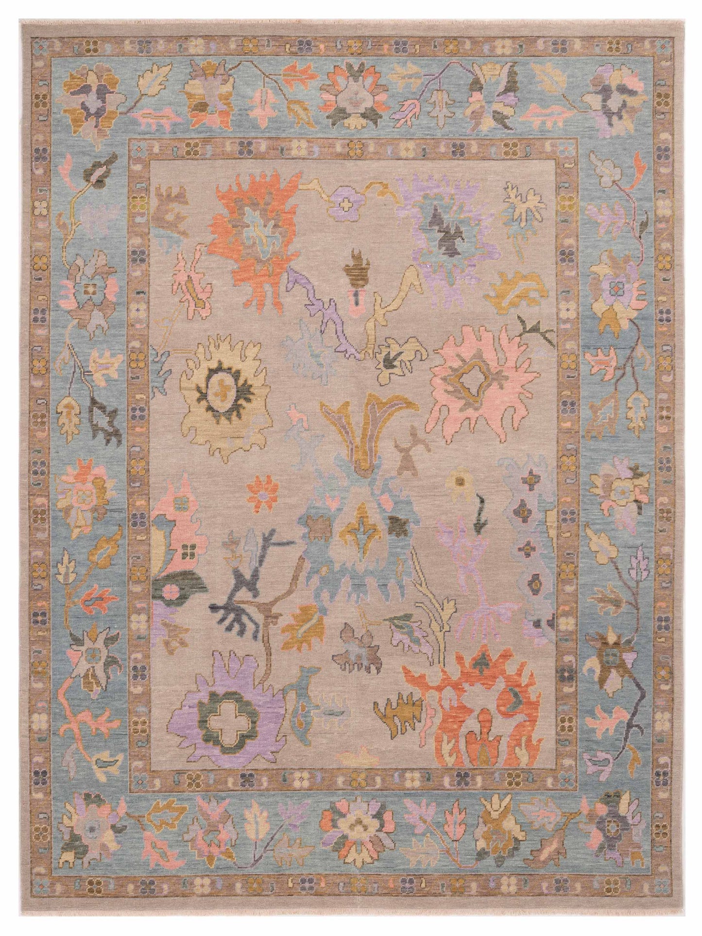 Pasha Anadol Oushak  Ivory Blue Contemporary