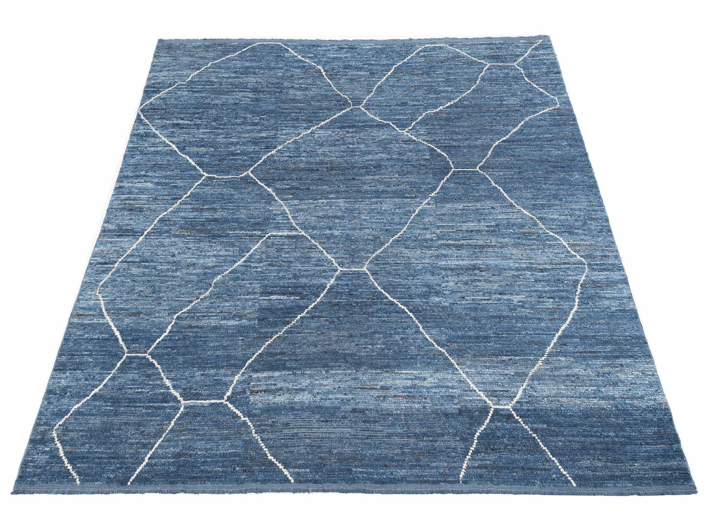 Baskra Indigo Ivory 9.2x11.3 Hand Knotted Rug