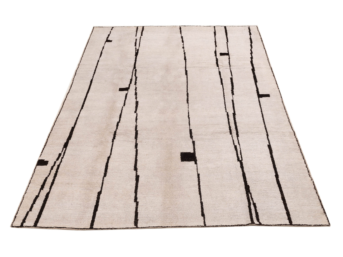 Flaxen Ivory Black 9x12.4 Hand Woven Rug