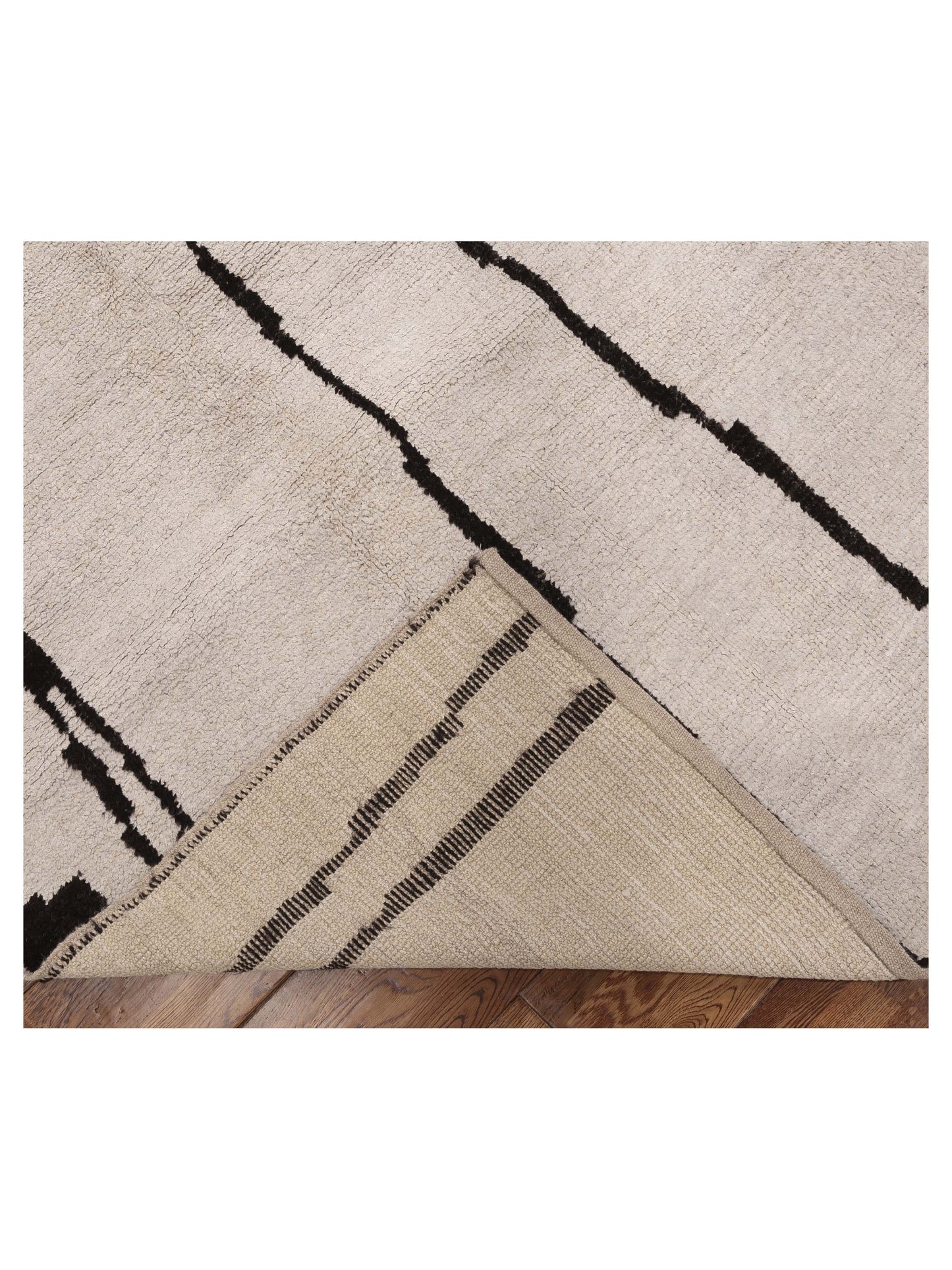 Flaxen Ivory Black 9x12.4 Hand Woven Rug