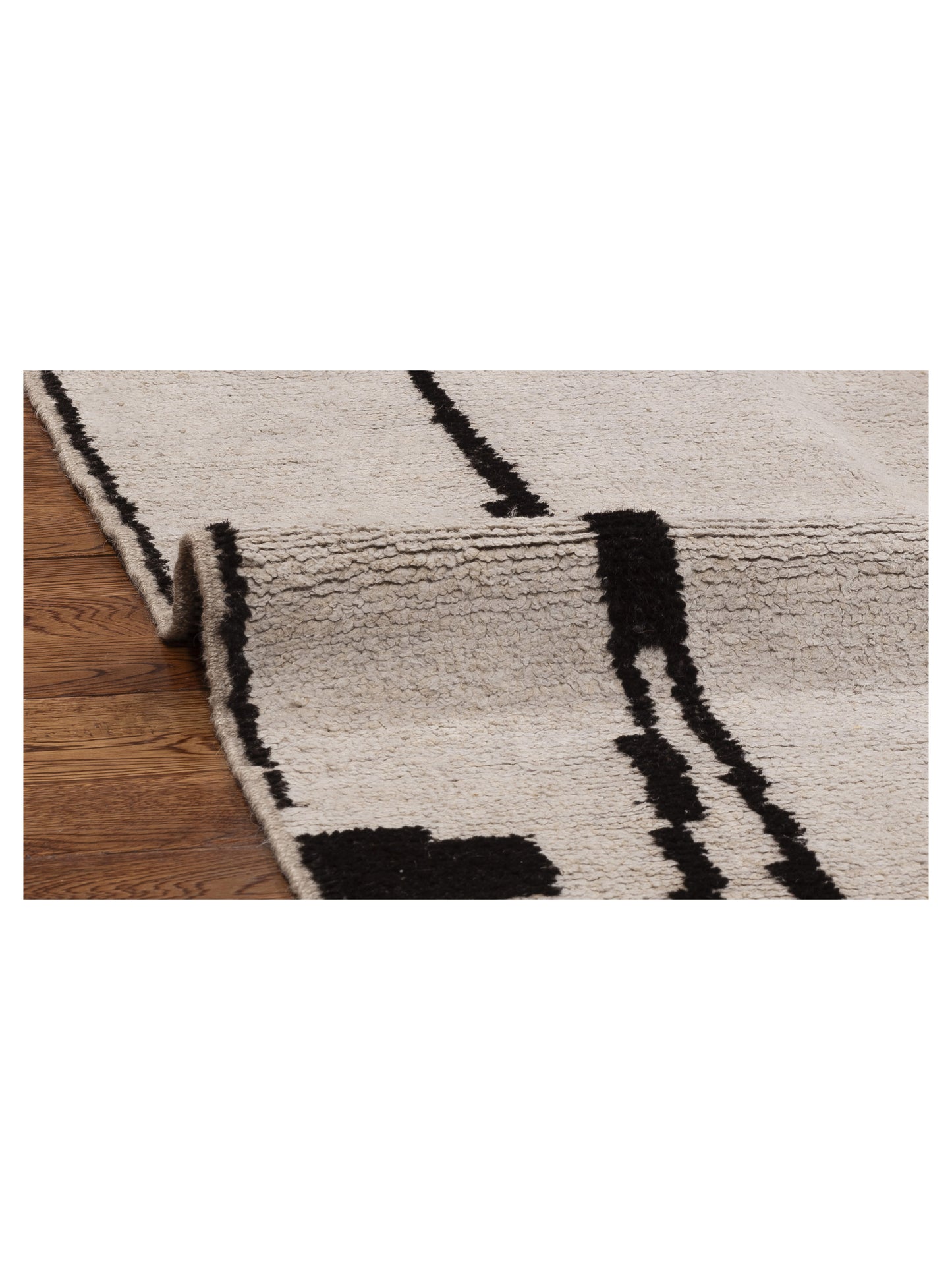 Flaxen Ivory Black 9x12.4 Hand Woven Rug