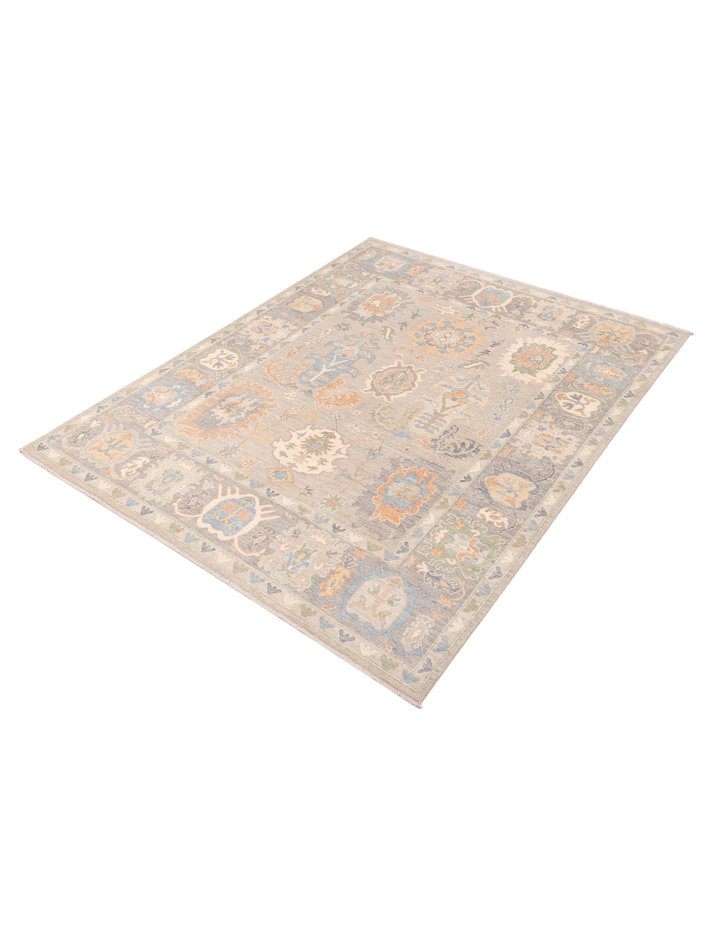 Oushak Silver Gray 8.1x10.4 Hand Knotted Rug