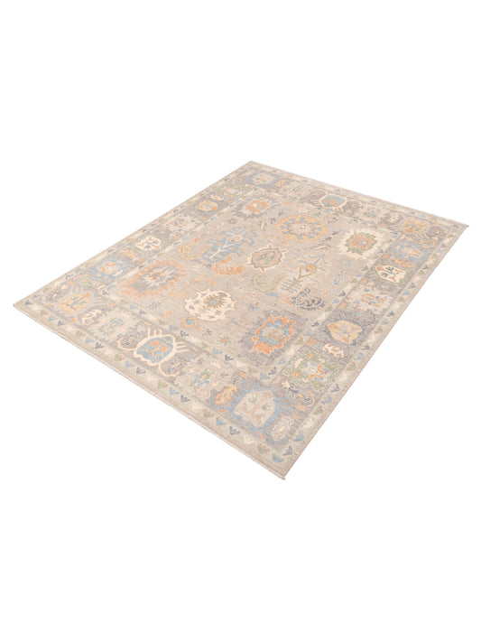 Oushak Silver Gray 8.1x10.4 Hand Knotted Rug