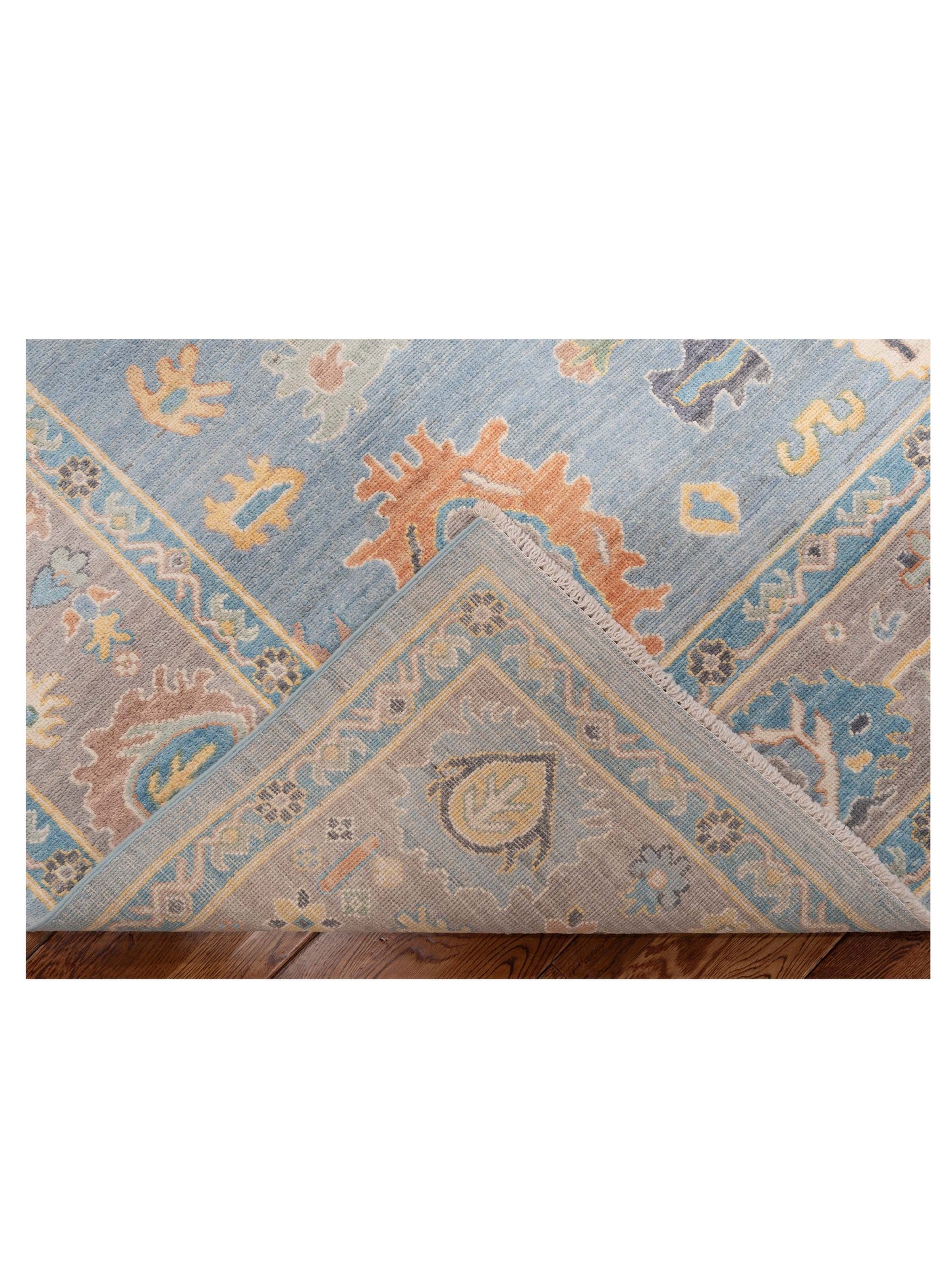 Oushak Blue Brown 7.11x9.8 Hand Knotted Rug