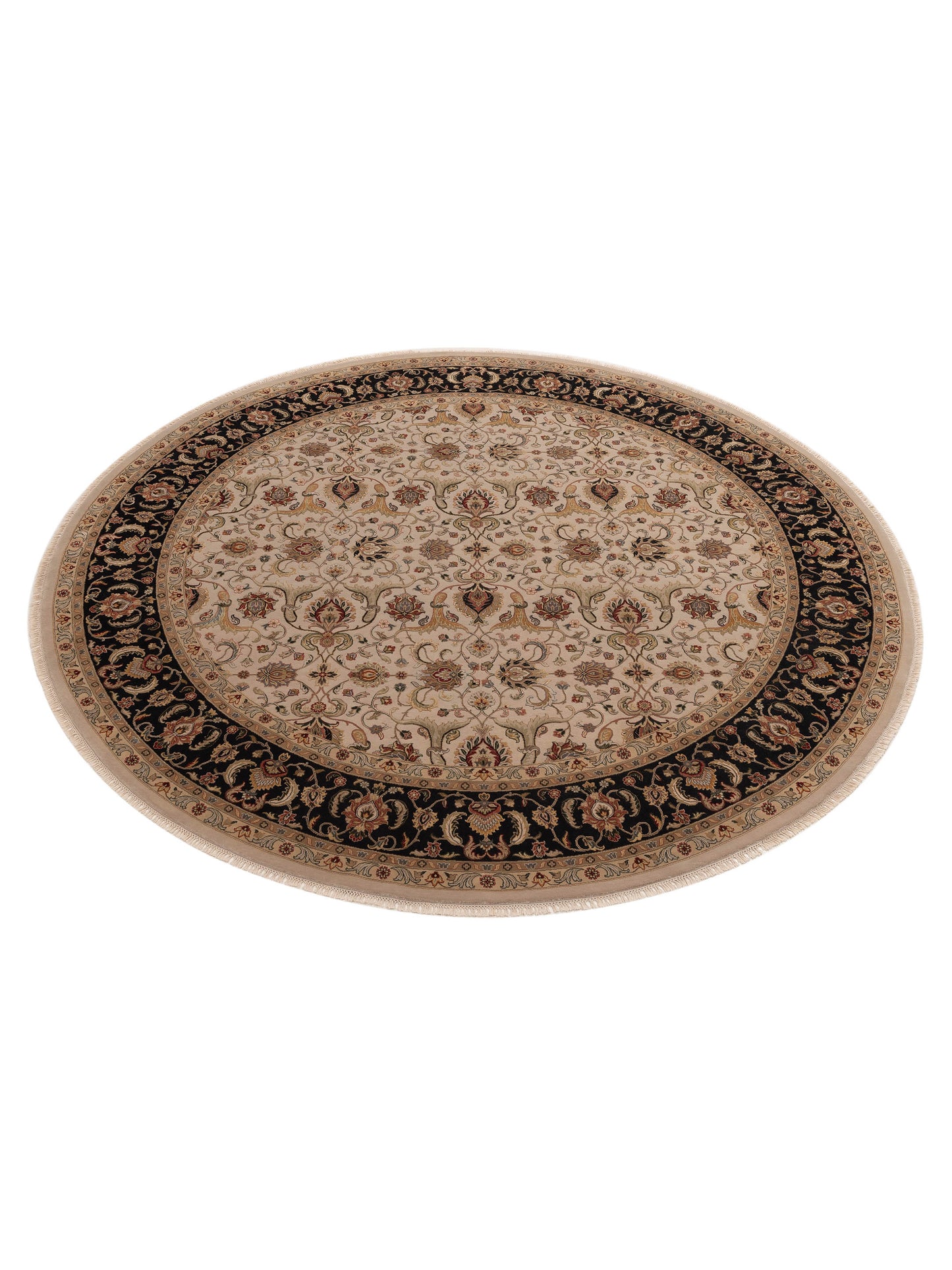 Javira Silk Ivory Black 10x10.2 Hand Knotted Rug