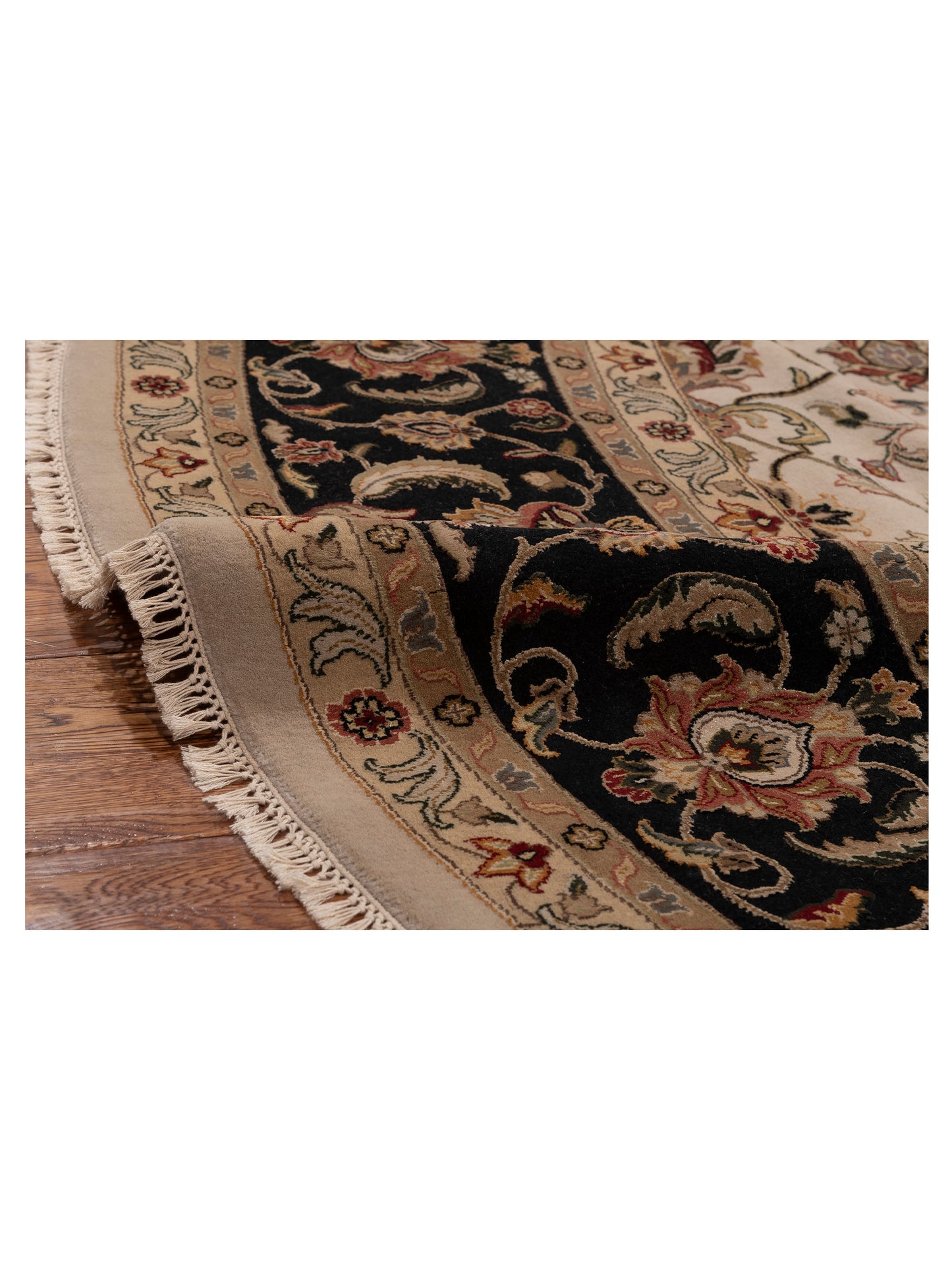 Javira Silk Ivory Black 10x10.2 Hand Knotted Rug