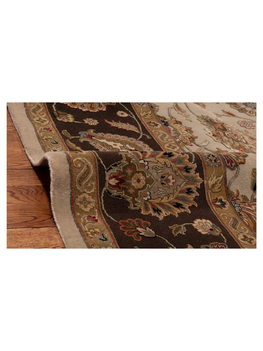 Javira Silk Ivory Brown 8.3x10.1 Hand Knotted Rug