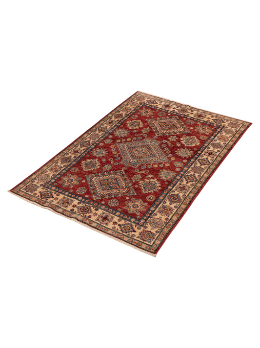 Zamira Red Ivory 4.8x6.11 Hand Knotted Rug