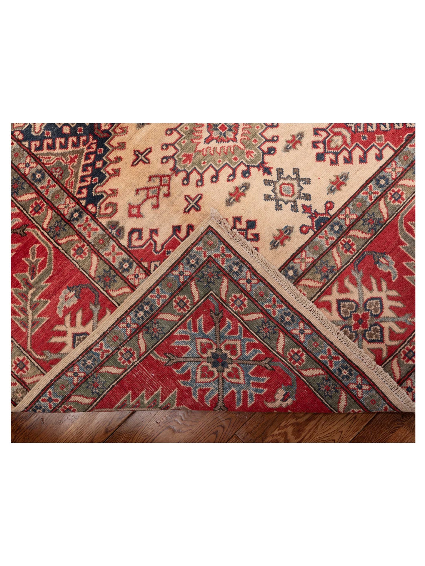 Kazura Ivory Red 7.10x9.11 Hand Knotted Rug