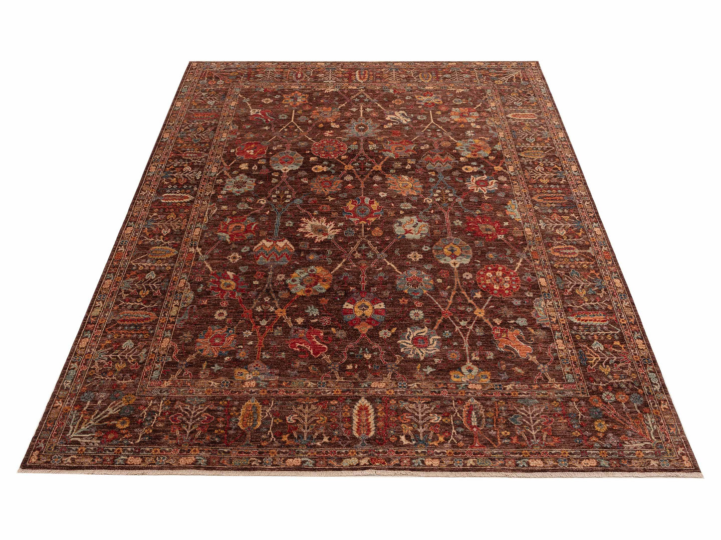 Sabira Brown Brown 8.11x11.8 Hand Knotted Rug