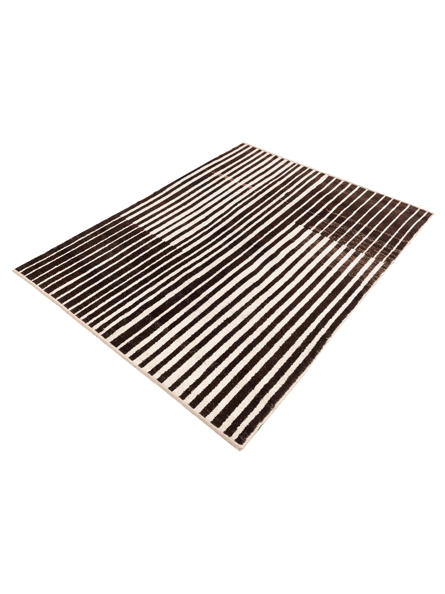 Anavera Dark Brown Ivory 7.9x10.3 Hand Knotted Rug