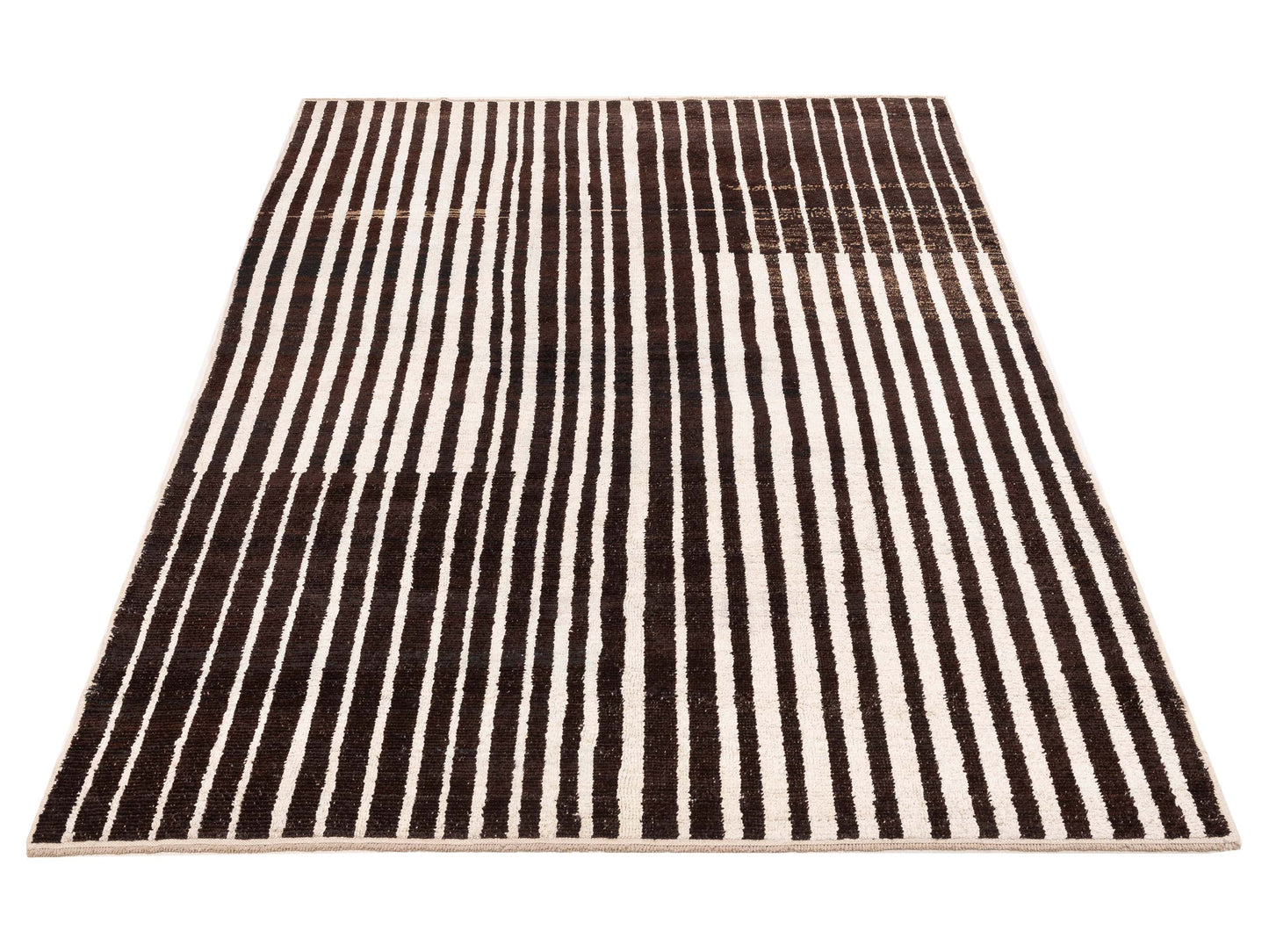 Anavera Dark Brown Ivory 7.9x10.3 Hand Knotted Rug