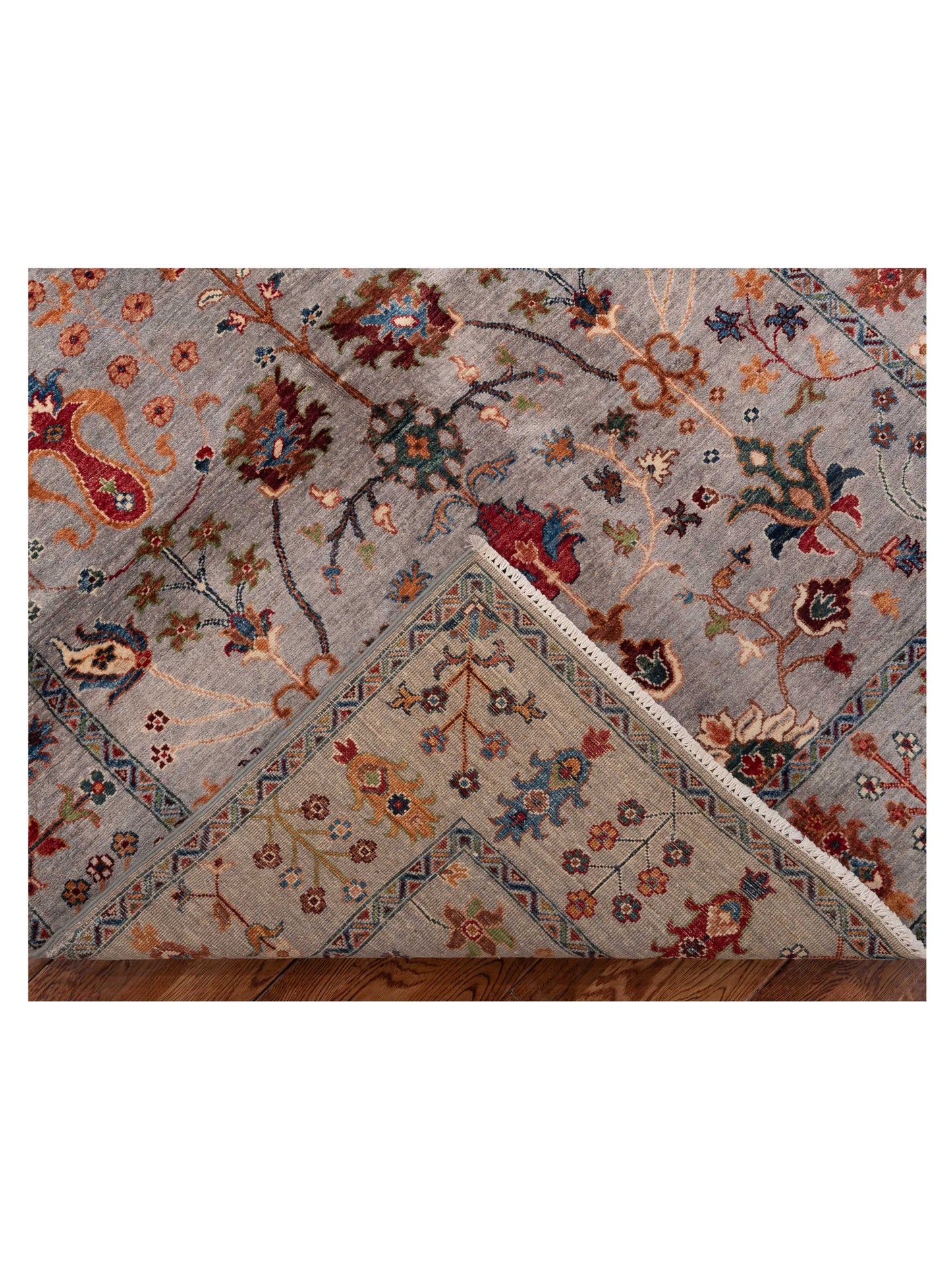 Sabira Gray Gray 4.11x6.9 Hand Knotted Rug