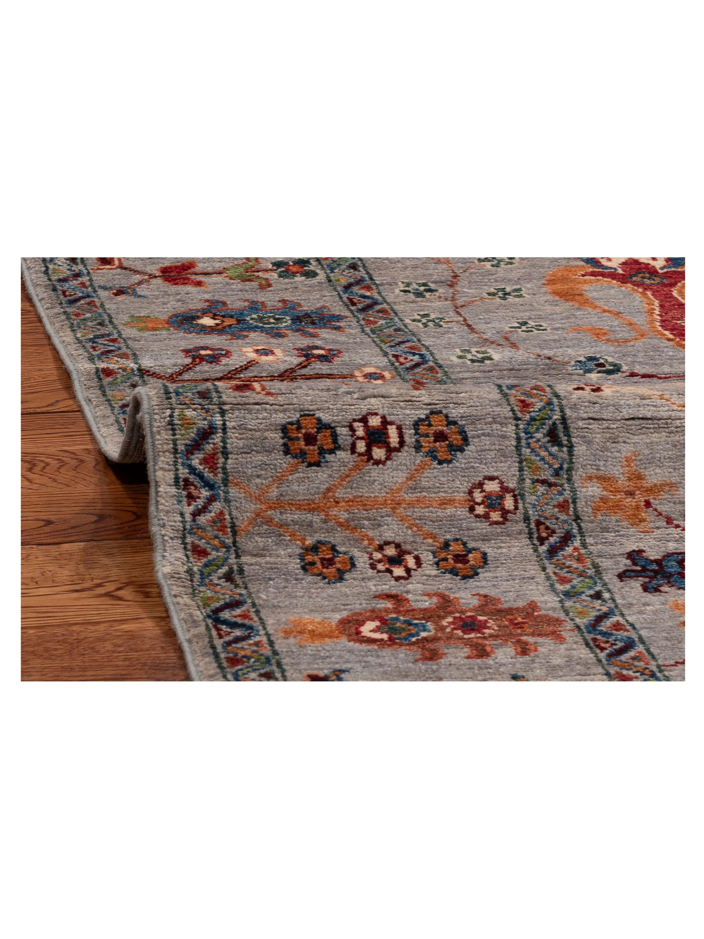 Sabira Gray Gray 4.11x6.9 Hand Knotted Rug