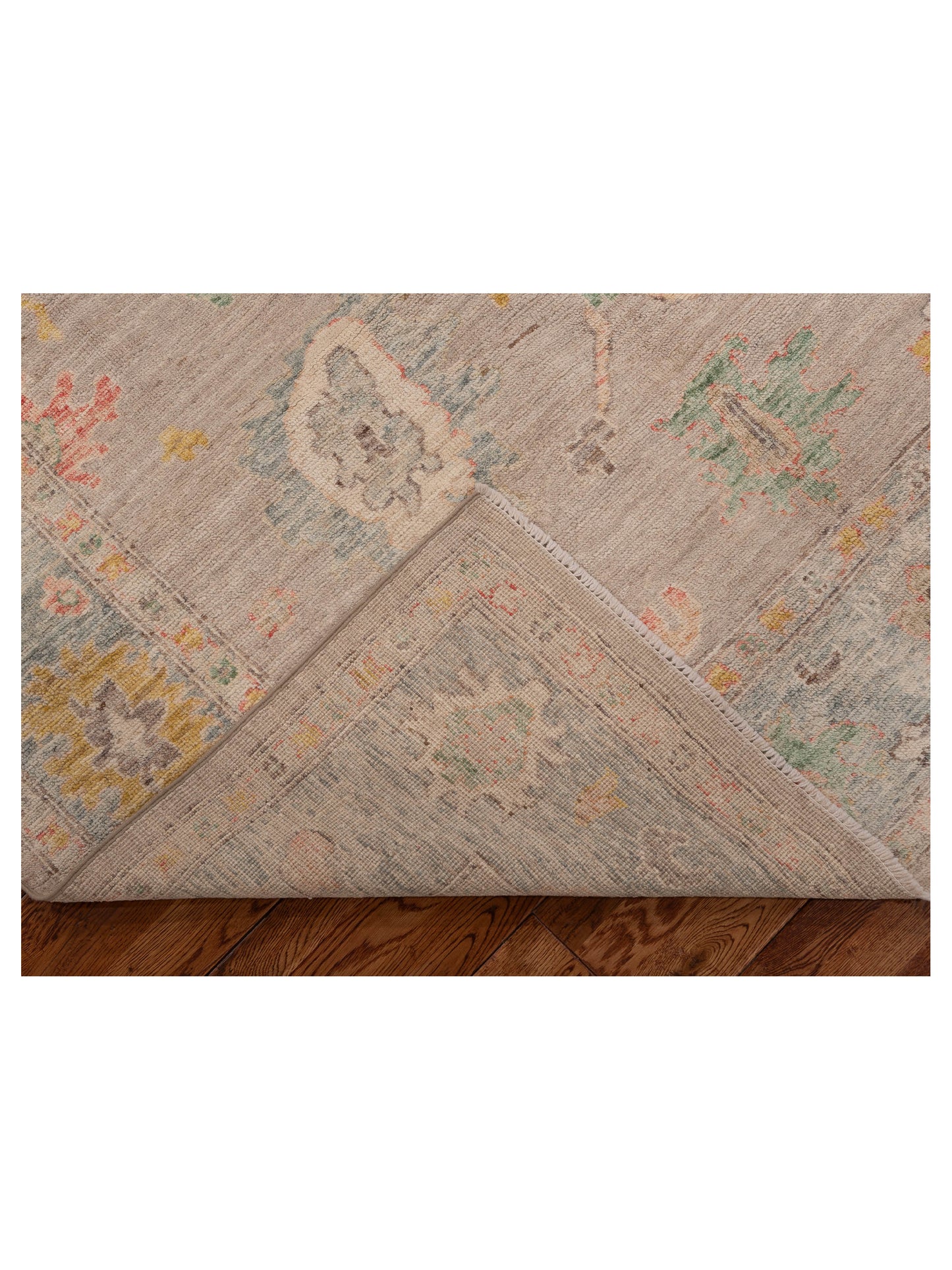 Oushak Light Gray Light Green 6.1x8.7 Hand Knotted Rug