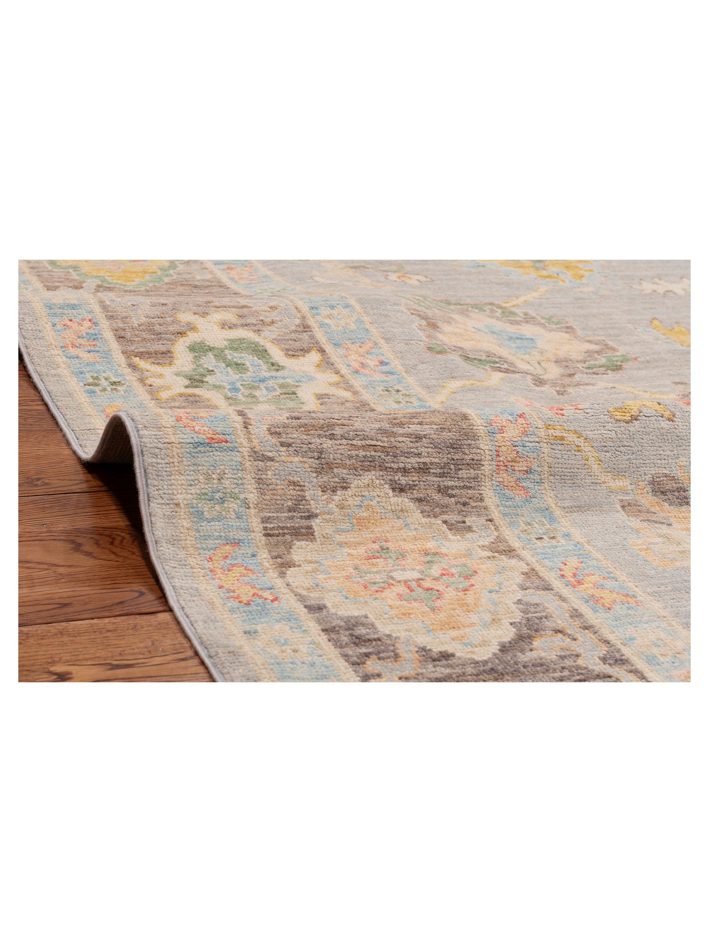 Oushak Gray Dark Gray 8x9.11 Hand Knotted Rug