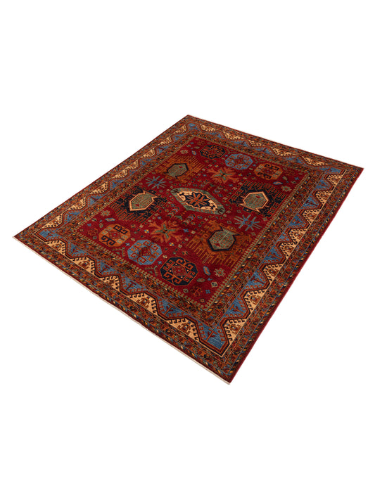Zamira Red Multi 8.3x9.11 Hand Knotted Rug