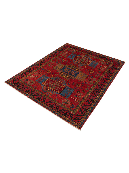 Zamira Red Red 8x9.9 Hand Knotted Rug