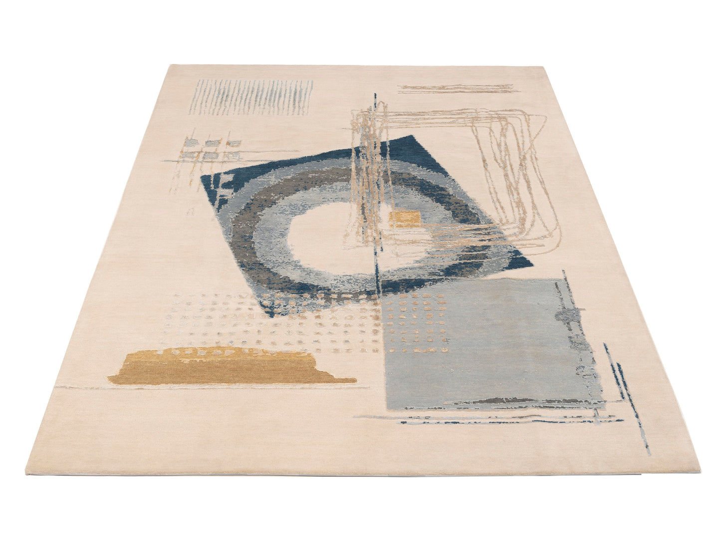 Artavia Ivory Blue 8.1x10.1 Hand Knotted Rug