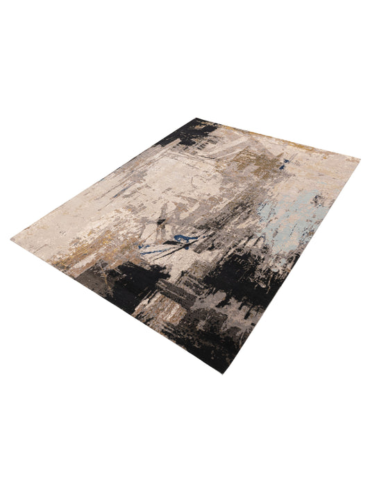Artavia Ivory Black 9x11.11 Hand Knotted Rug