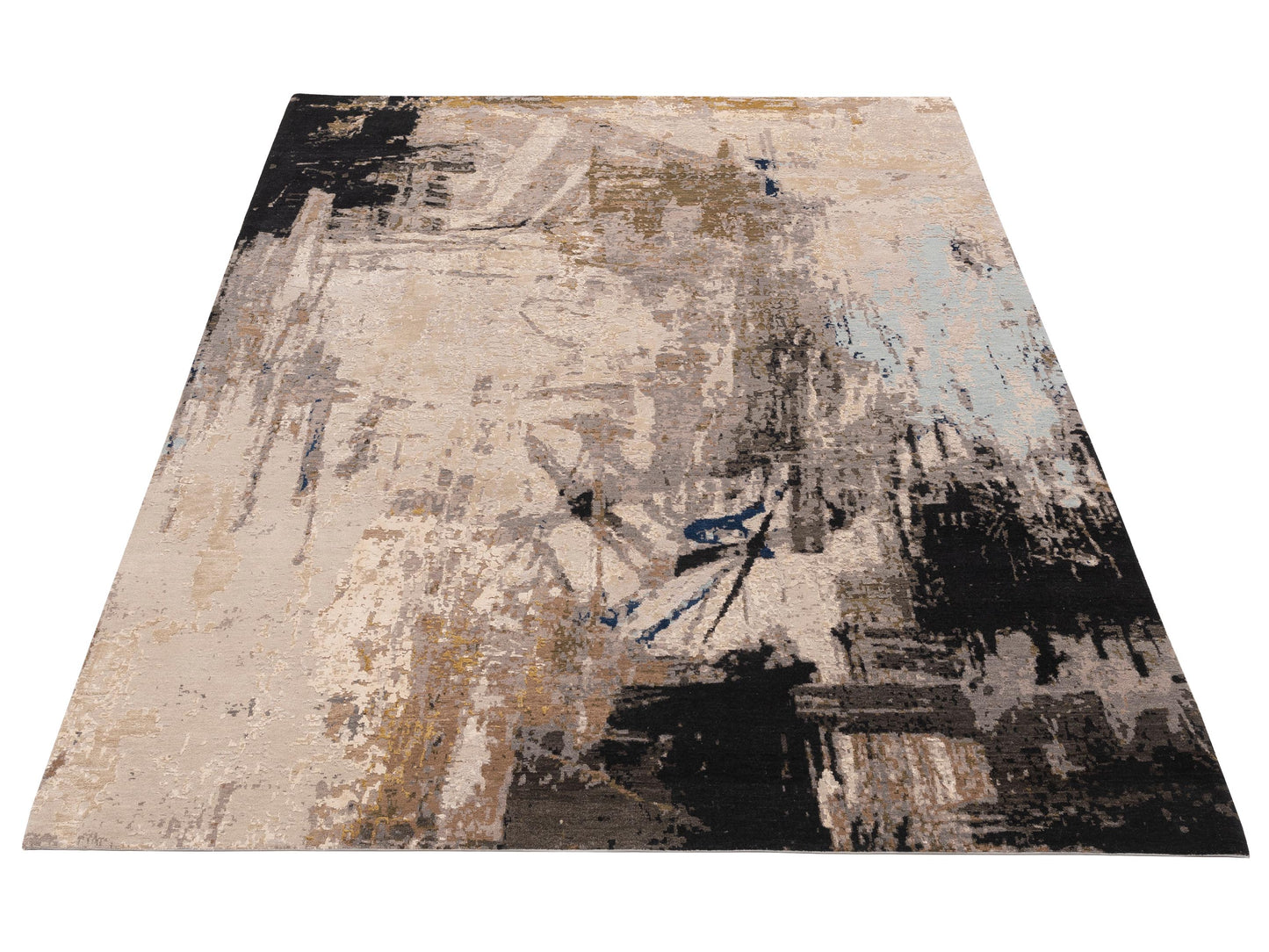 Artavia Ivory Black 9x11.11 Hand Knotted Rug