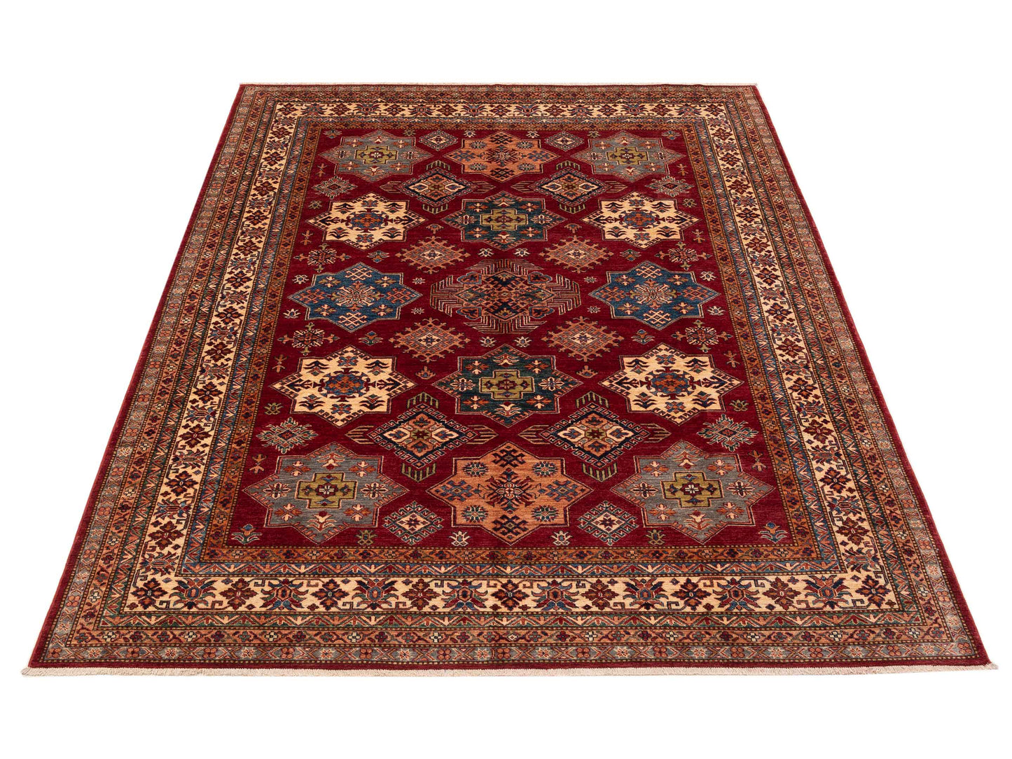 Zamira Red Ivory 8.1x10.5 Hand Knotted Rug