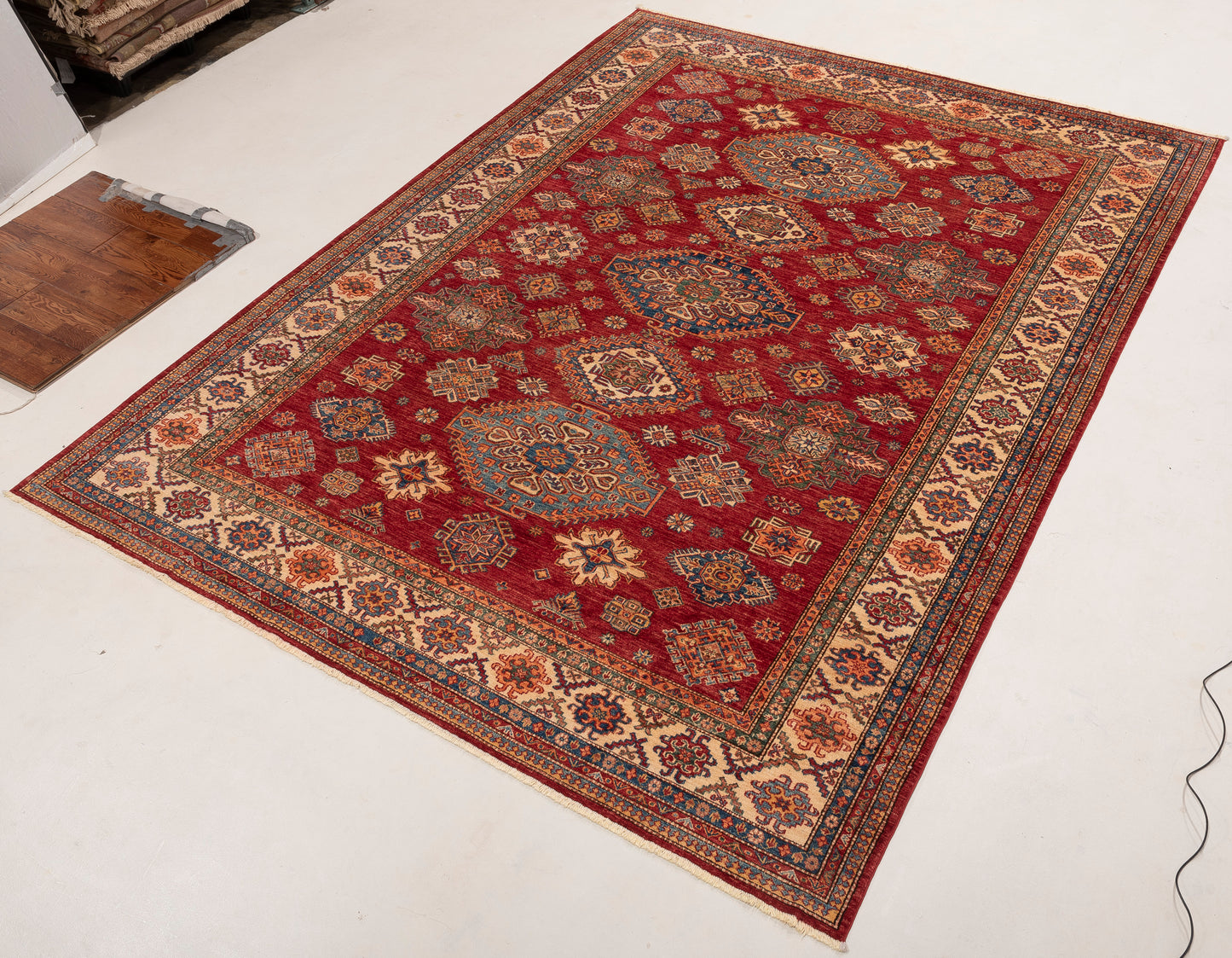 Zamira Red Ivory 8.11x11.11 Hand Knotted Rug