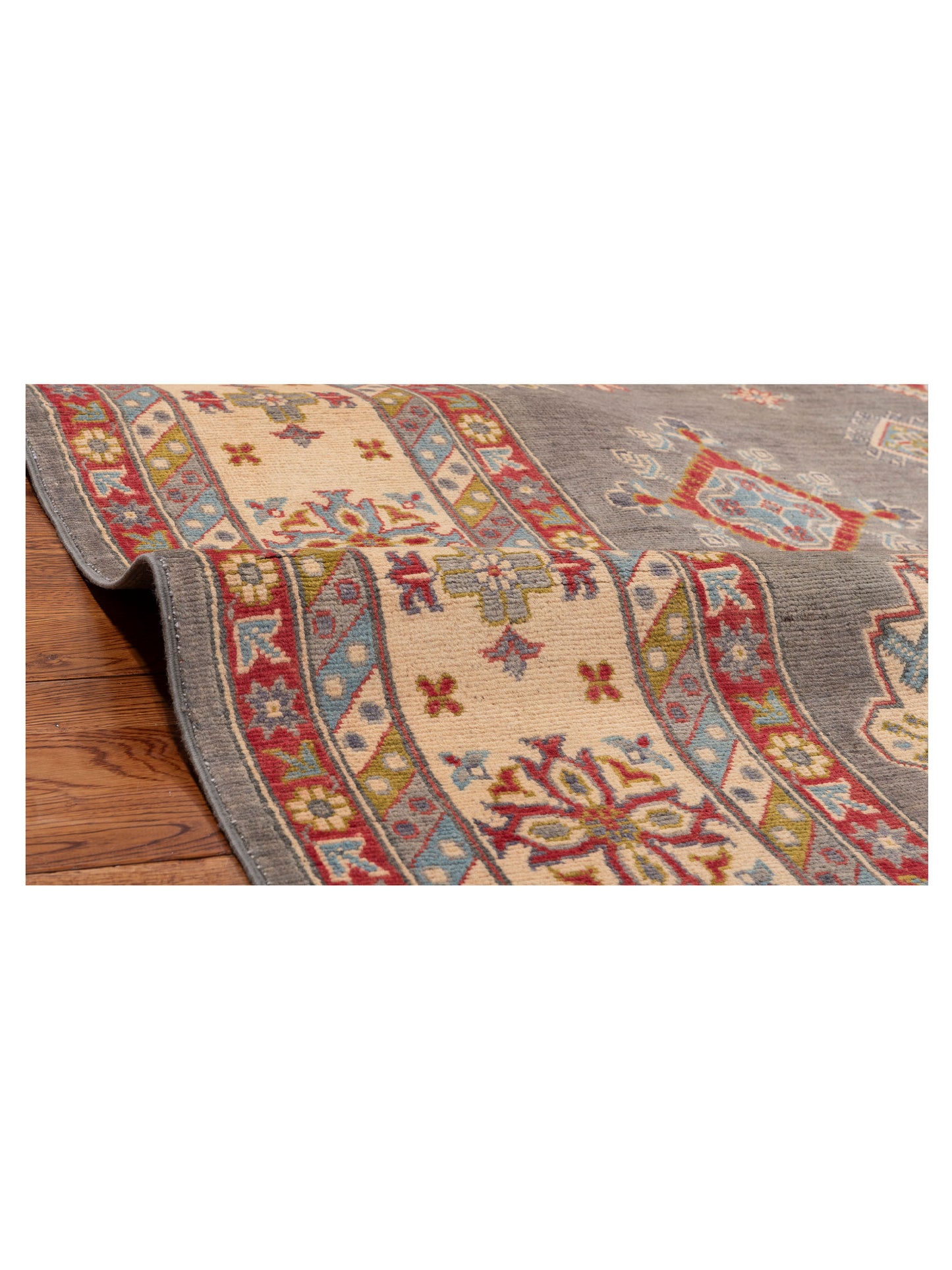 Kazura Gray Ivory 7.9x10.2 Hand Knotted Rug